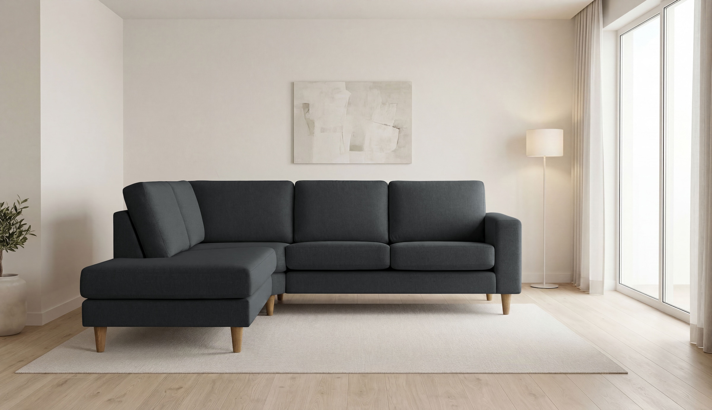 GOODproduct Canapé d'angle »Tvinno« style scandinave, forme en L, avec pieds en bois massif, largeur 230 cm