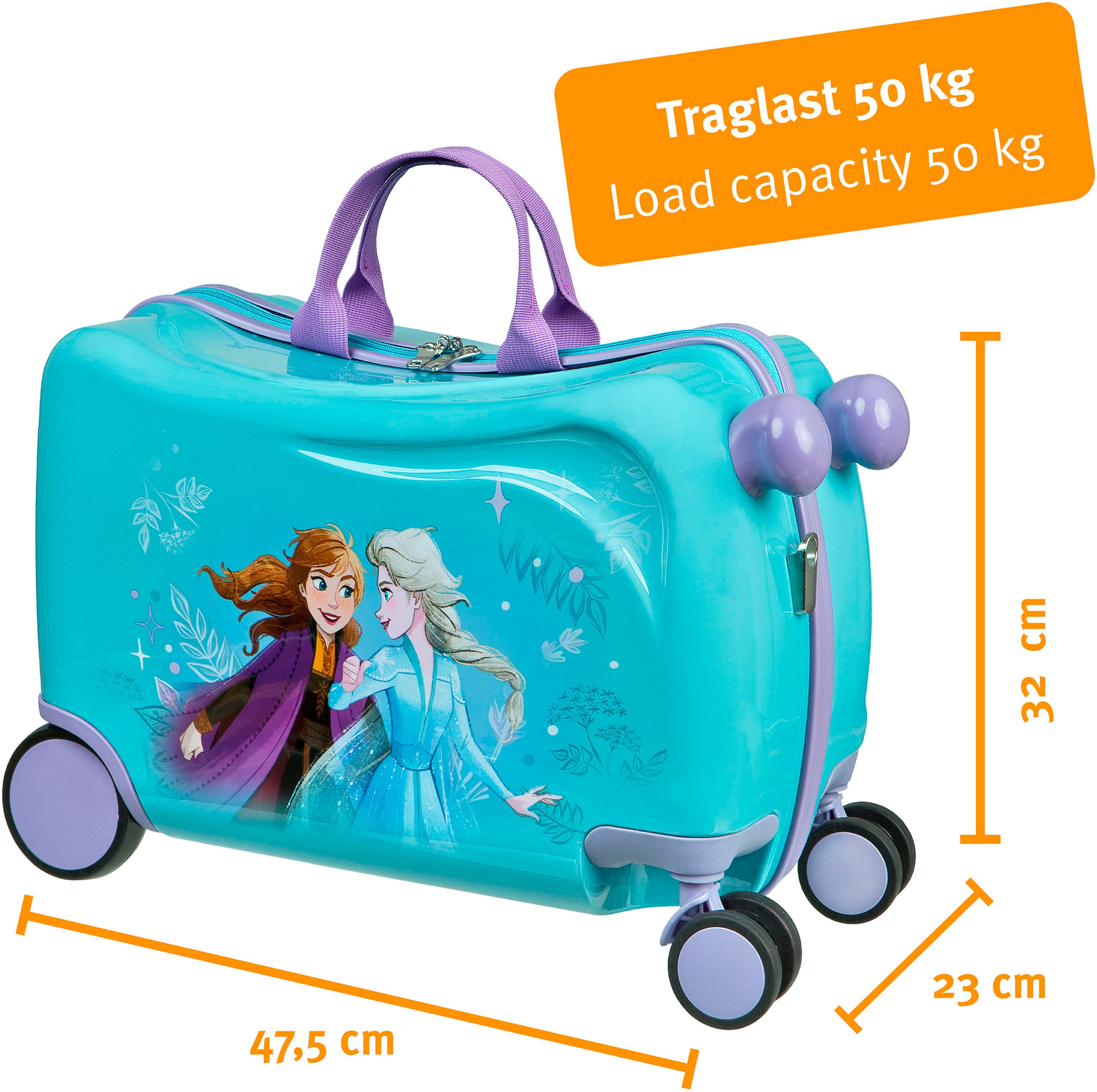 UNDERCOVER Valise pour enfants »Ride-on Trolley, Frozen« 20 litre 4 Rollen zum sitzen und ziehen