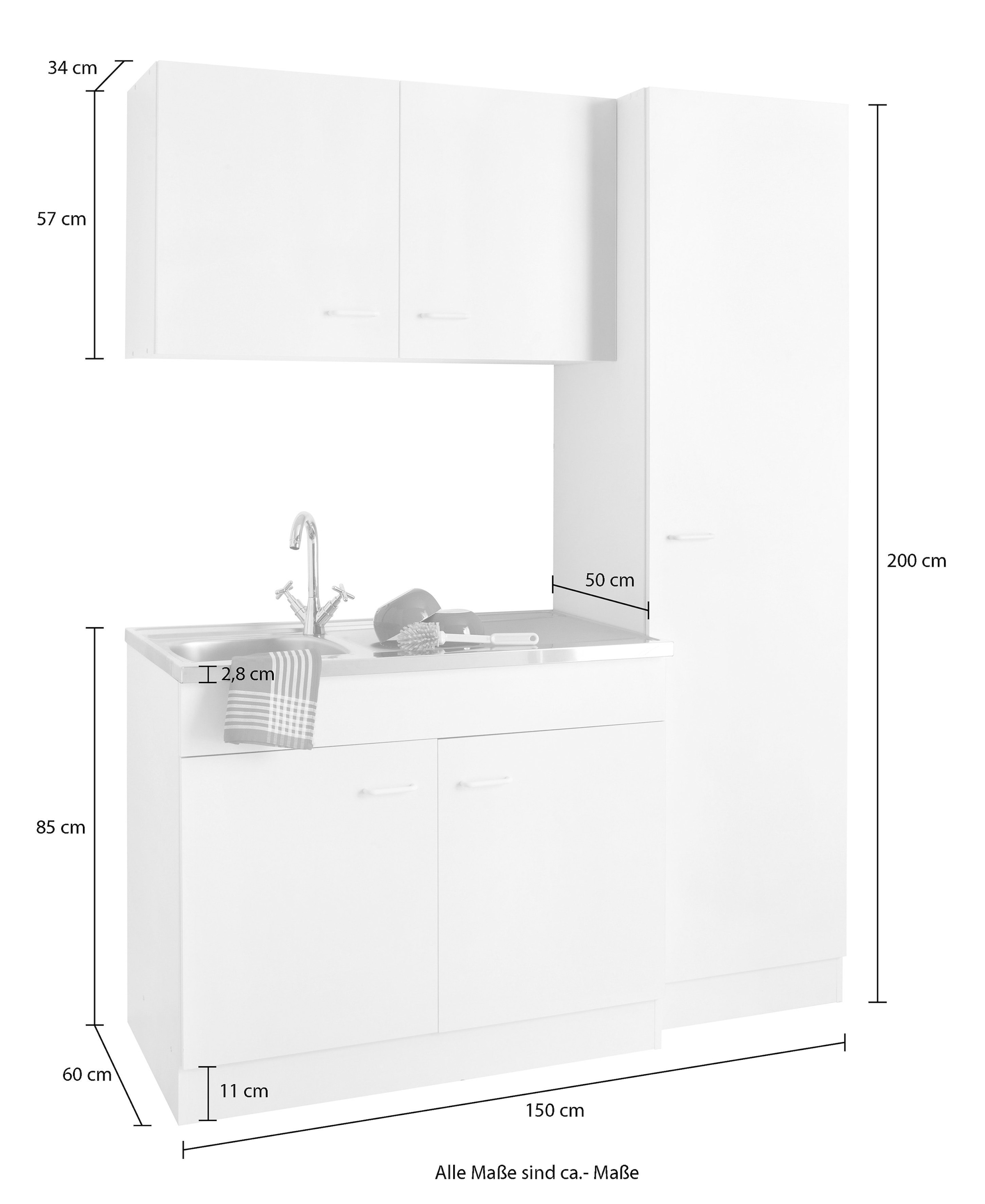 KOCHSTATION Kitchenette »KS-Elster« sans appareils électriques, largeur 150 cm