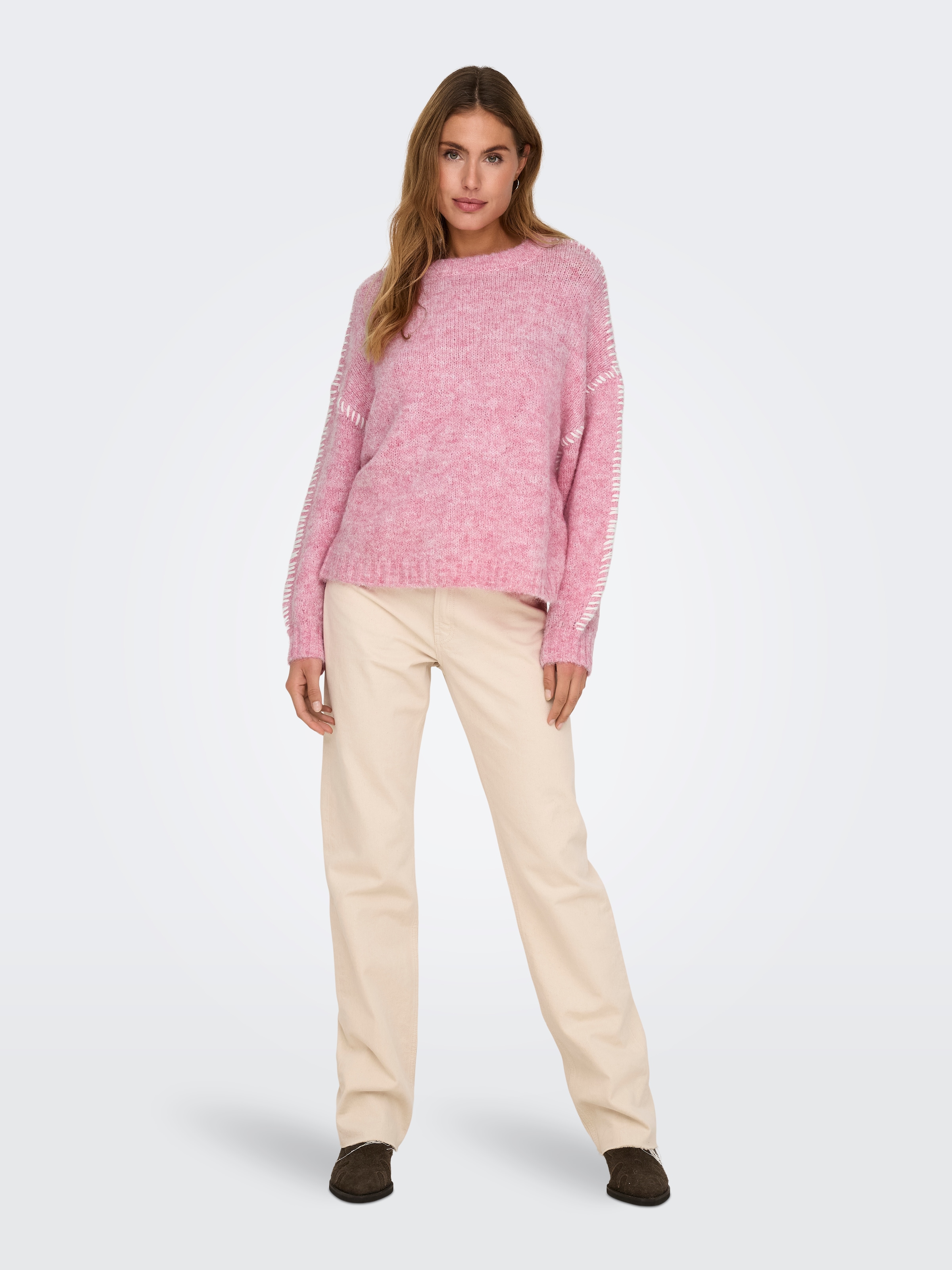 JDY Pull à col rond »JDYZOEY LIFE L/S ON STITCH PULL KNT NOOS« avec coutures décoratives