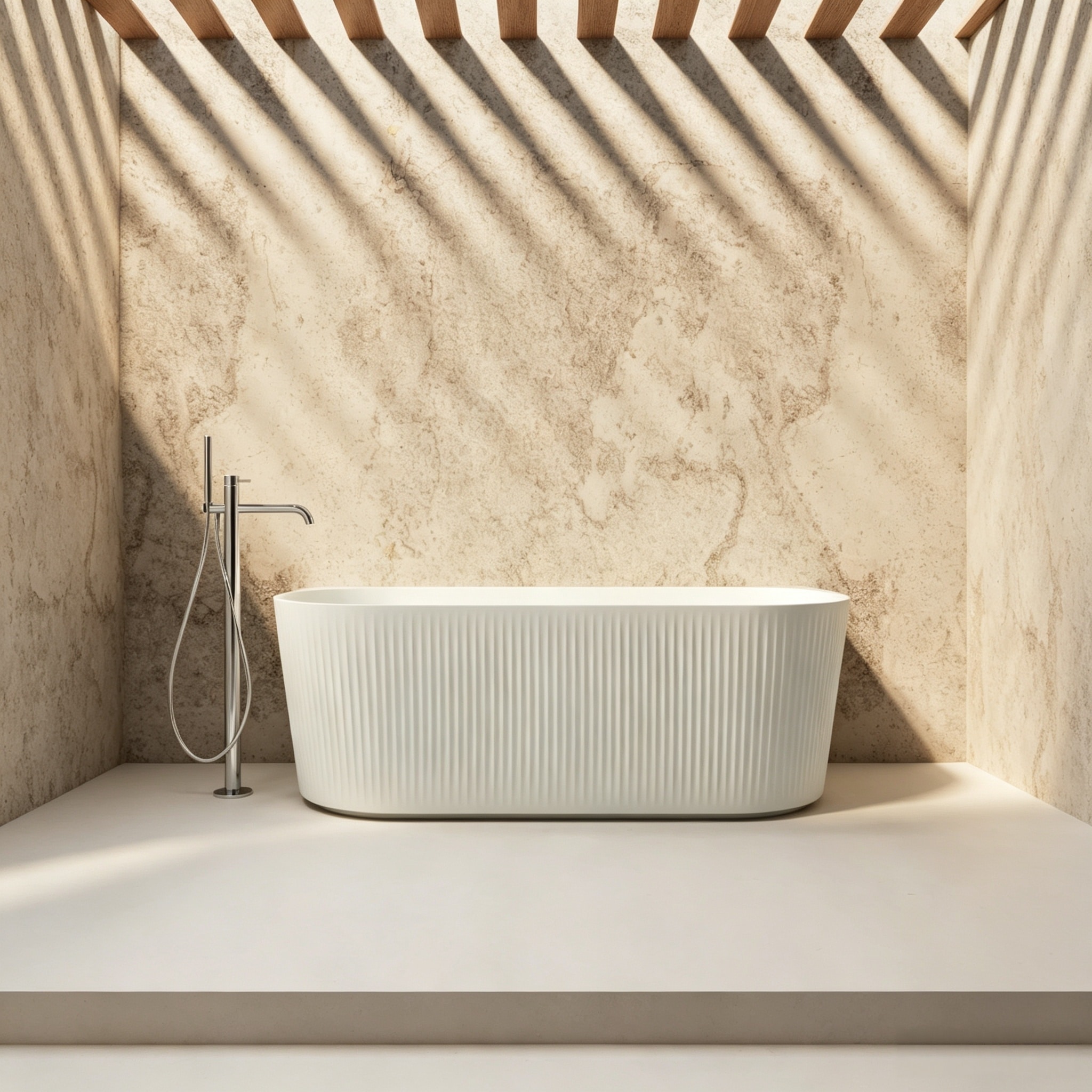 GOODproduct Baignoire »Sines« Höhe 59 cm Avec bouchon de vidange | Débordement | Pieds réglables contre le mur, en acrylique sanitaire de haute qualité, avec valve pop-up