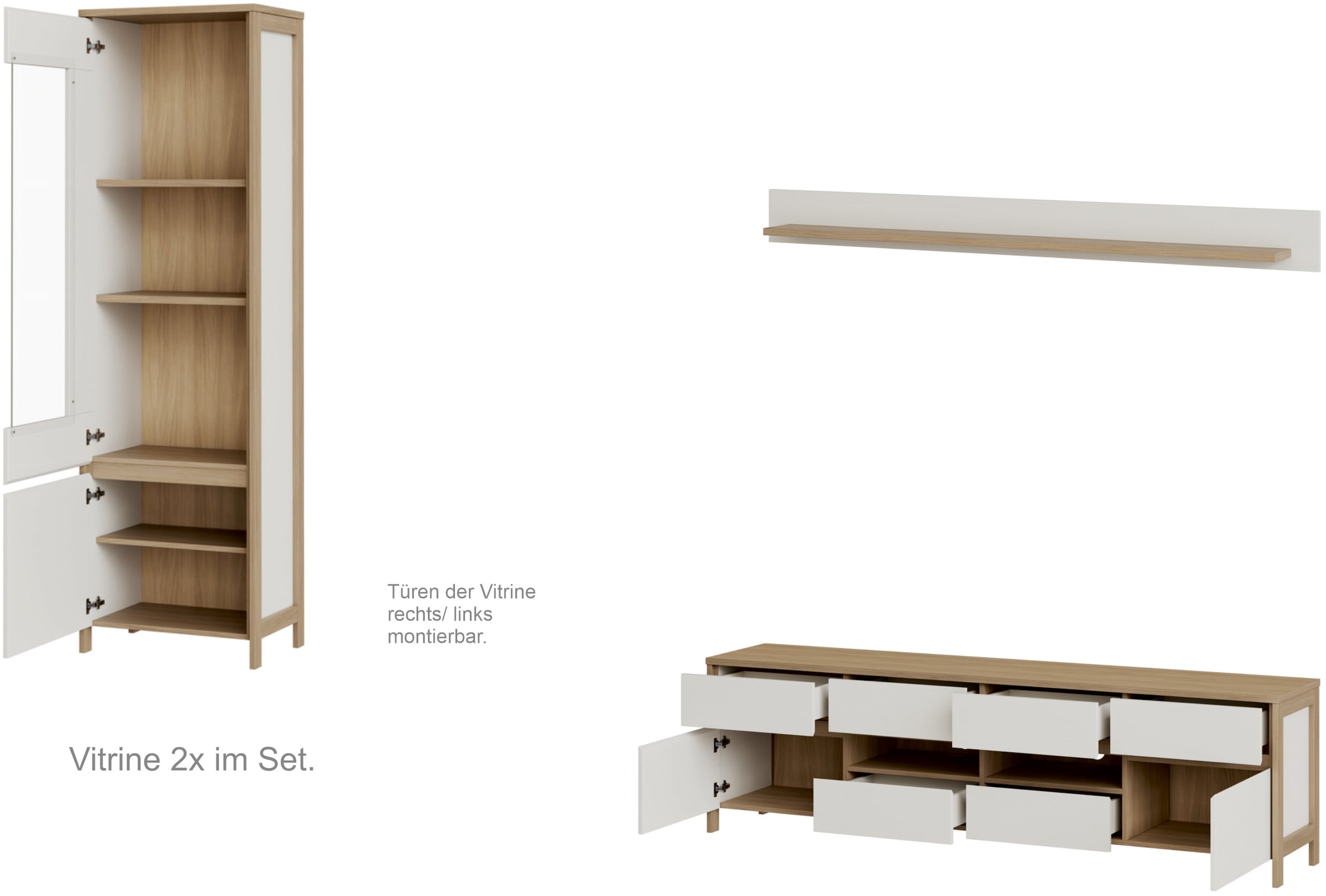 Home affaire Wohnwand »Stranda, moderne Anbauwand, Komplettset im Scandi-Style« 4 Stk. tlg.