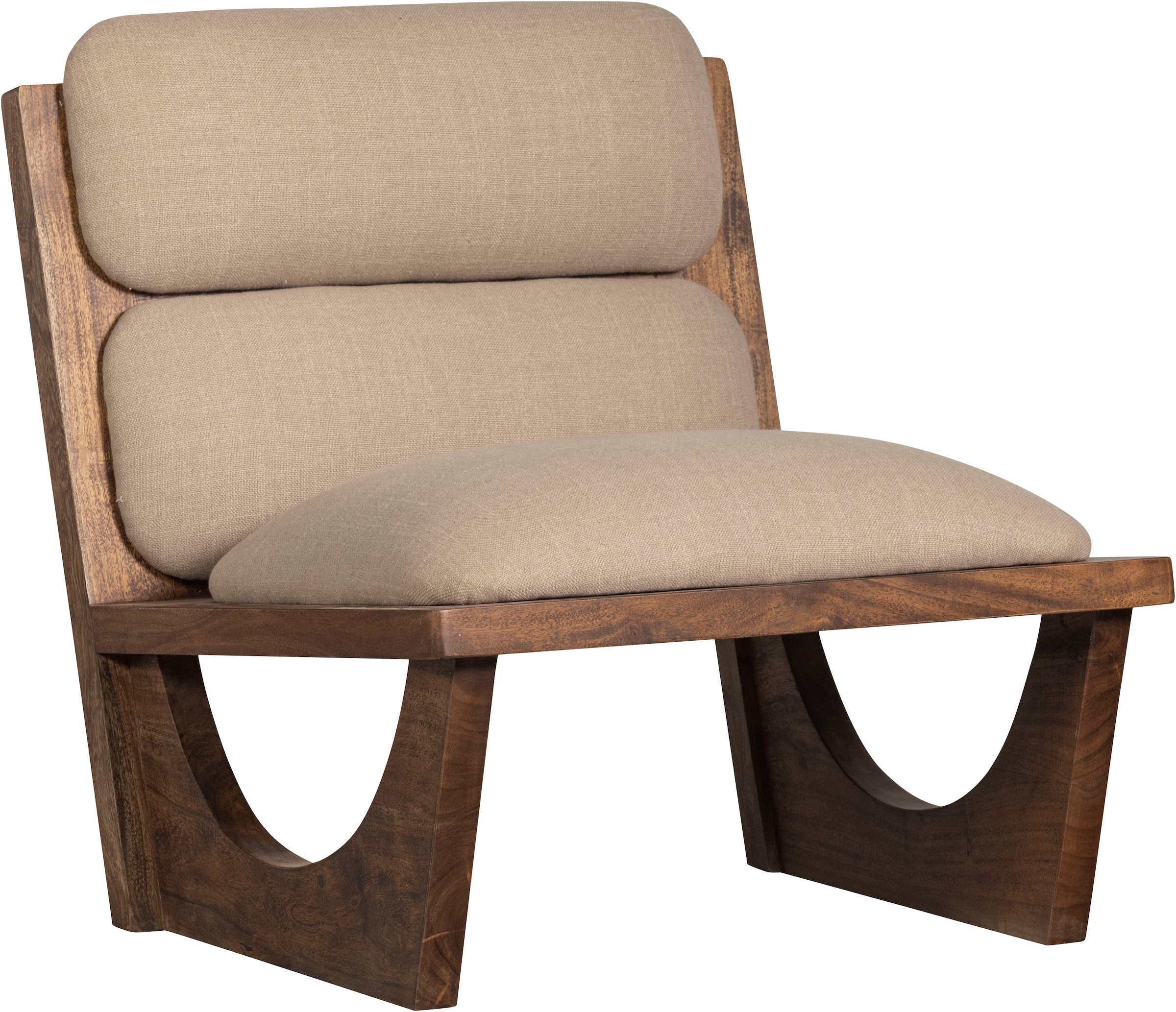 WOOOD Fauteuil lounge »Opulent mit Bouclé-Bezug und Akazienholz-Gestell B 70 x T 80 x H 75 cm« Grain visible, capacité de charge 150 kg, livré entièrement monté