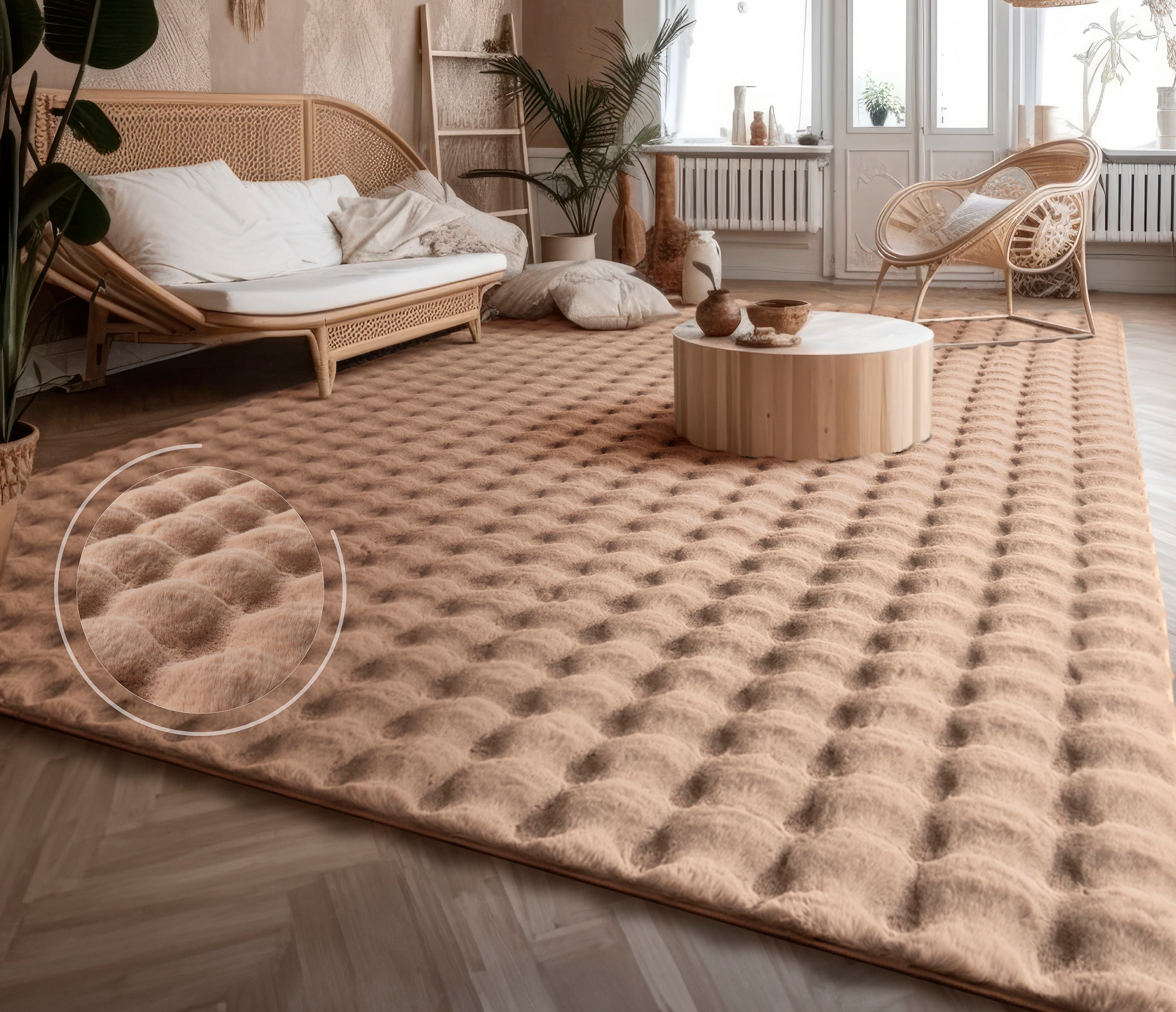 Paco Home Hochflor-Teppich »Arnheim 741« rechteckig 34 mm Höhe Uni Farben, modernes Design, besonders weich, Hoch-Tief Effekt