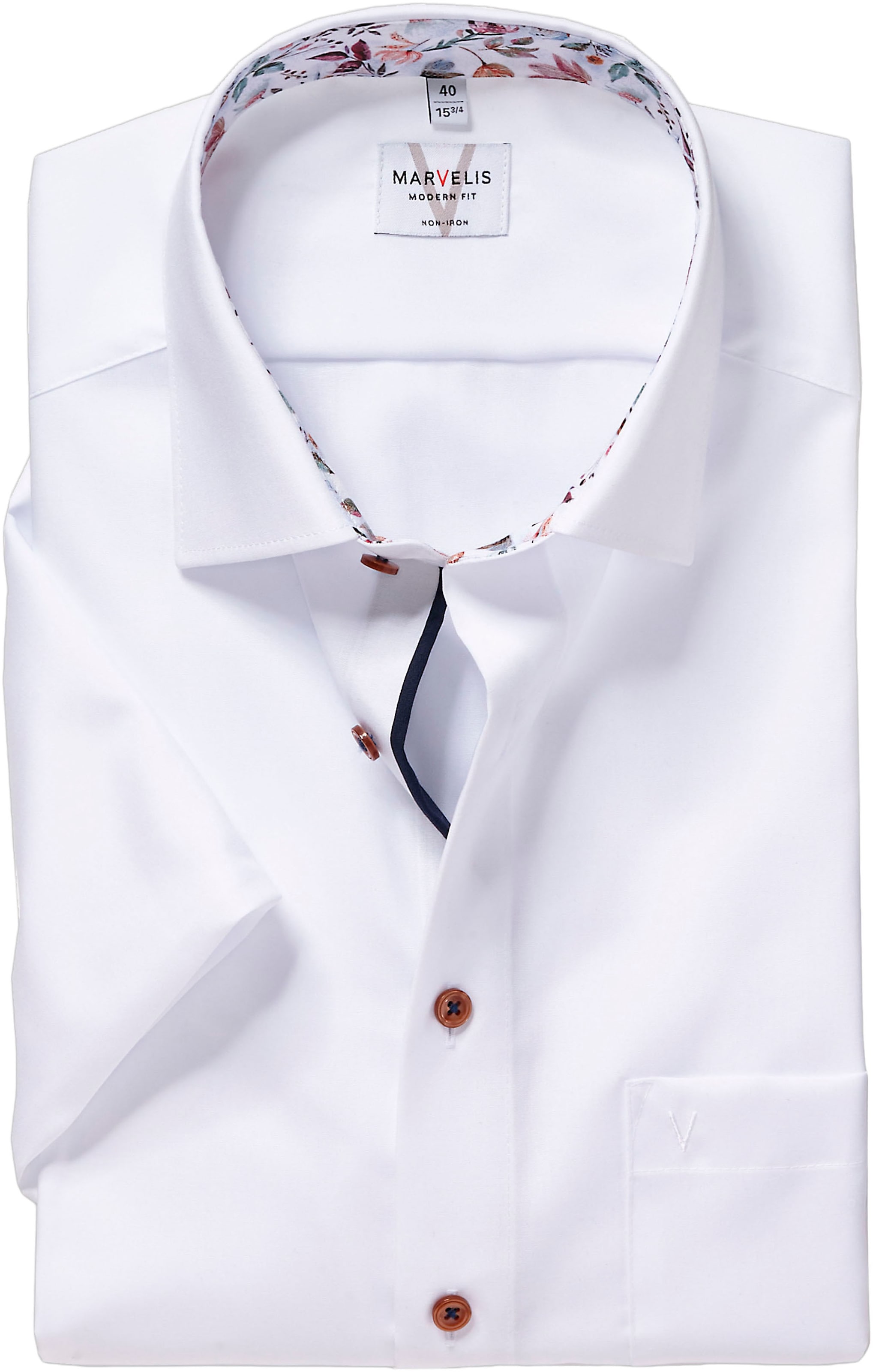 MARVELIS Kurzarmhemd mit New-Kentkragen, bügelfrei, modern fit