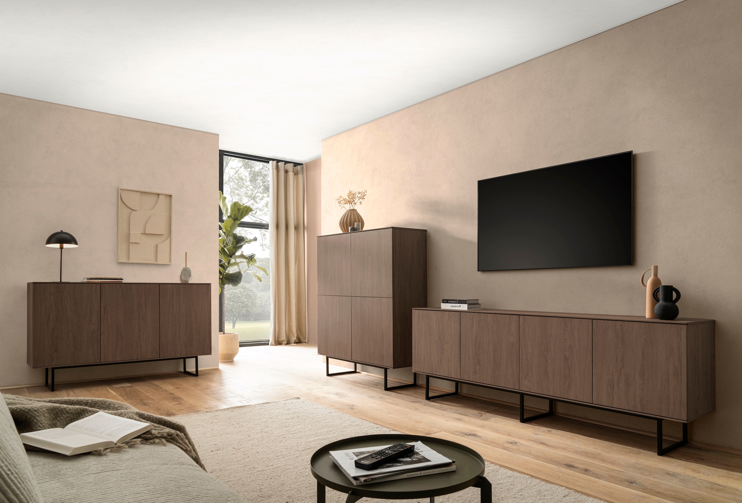 Home affaire Buffet »Lund, moderner Schrank, Kommode mit Kufengestell« surface supérieure visuellement fine, aspect haut de gamme, espace de rangement suffisant