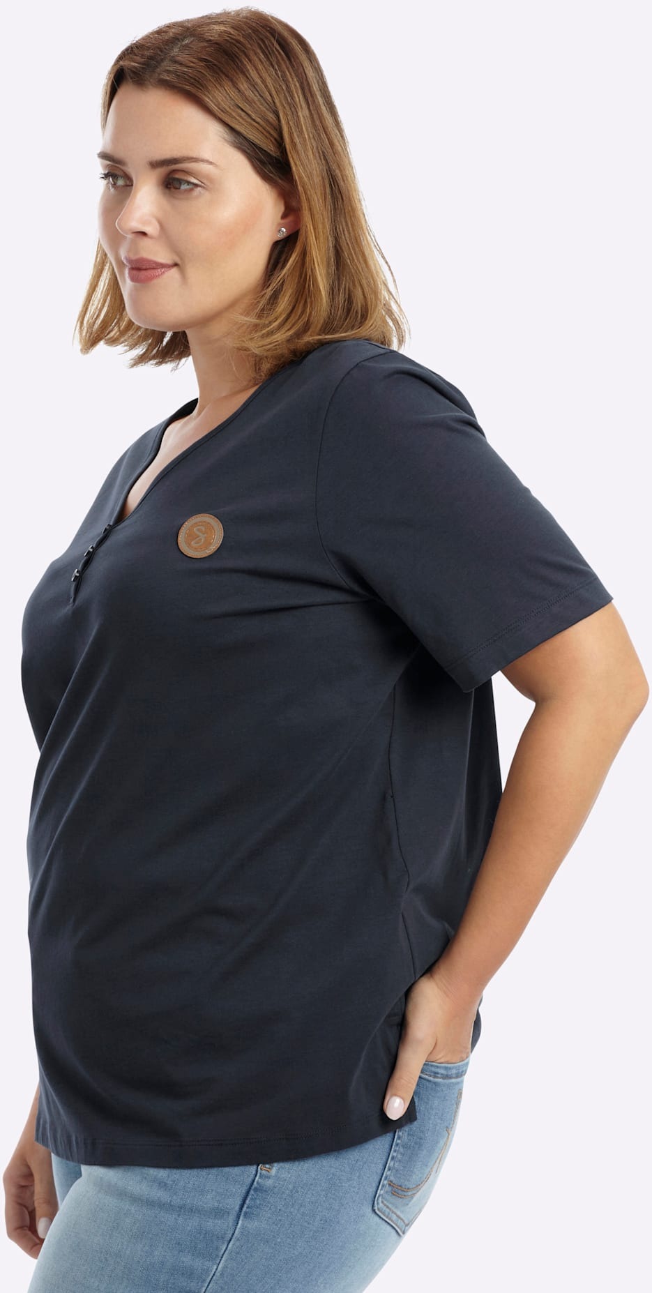 Sheego T-shirt en V »Kurzarm-Shirt« 1