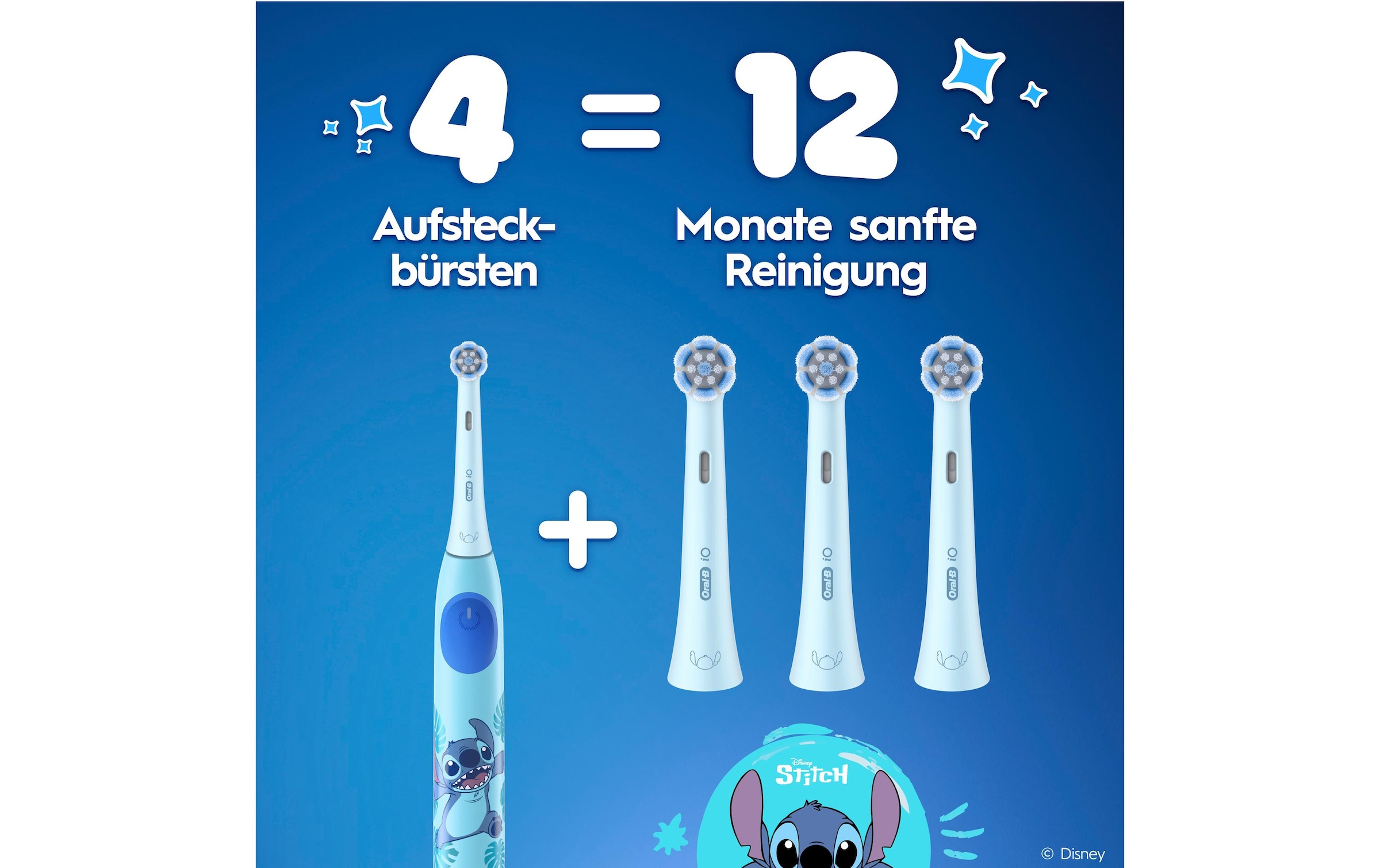 Oral-B Aufsteckbürsten »iO Kids 6+ Disney Stitch« Sanft zu wackeligen Zähnen & Zahnfleisch, ab 6 Jahren