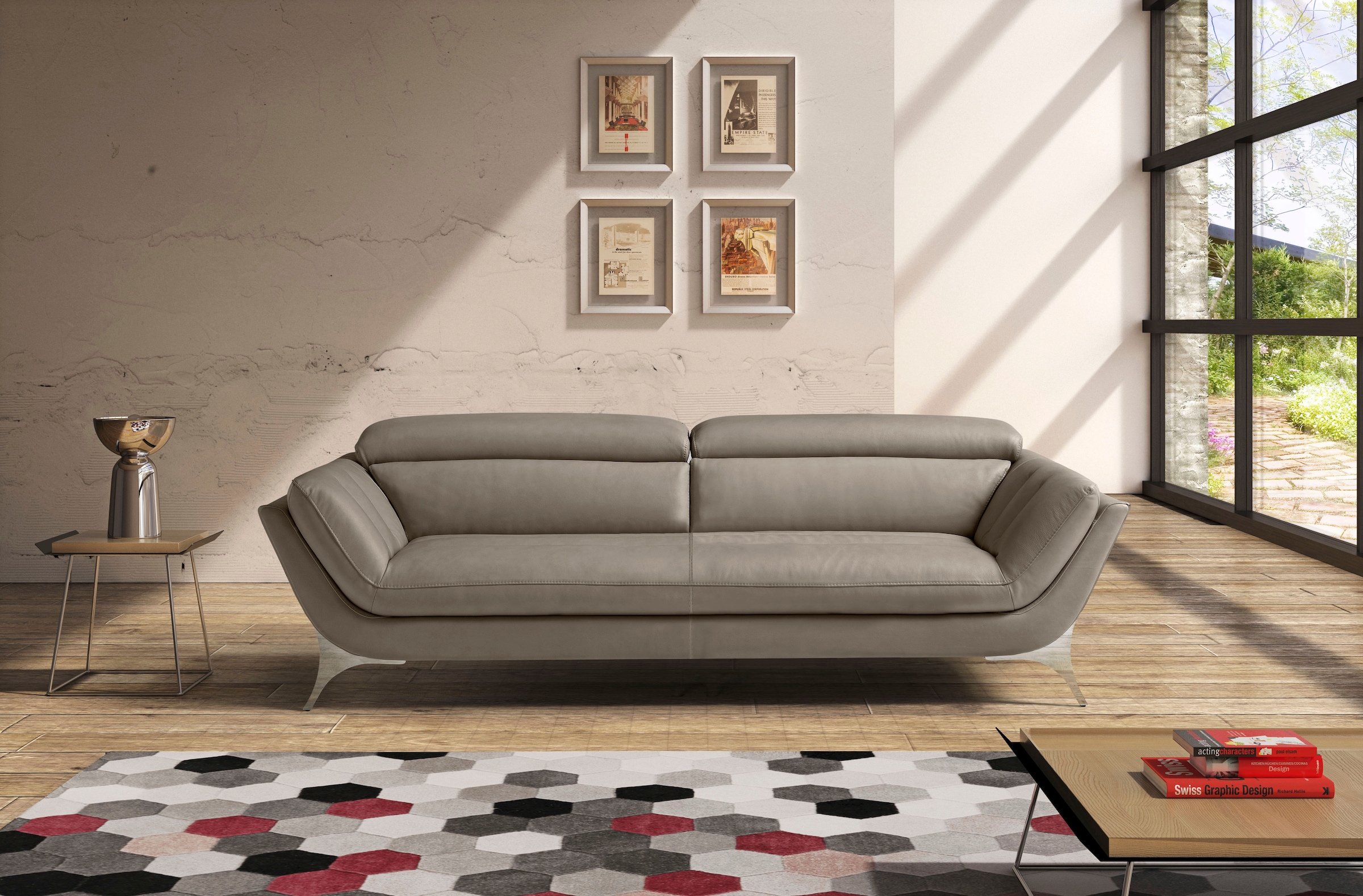 Egoitaliano 2,5-places »Sueli, extravagantes Design und erstklassiger Sitzkomfort,« Bezug Leder, inklusive Kopfteilverstellung