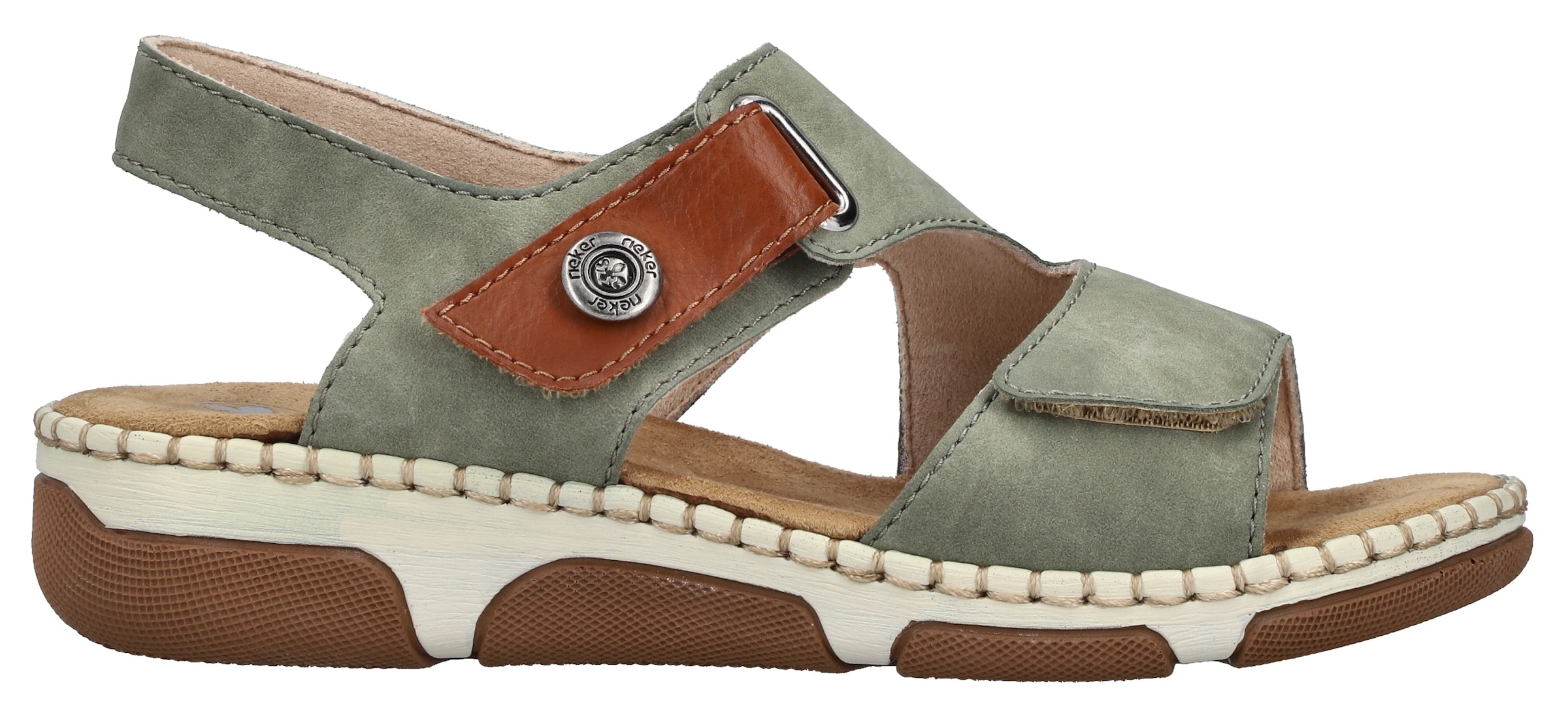 Rieker  chaussure d'été, chaussure à scratch avec couture décorative élaborée sur la semelle