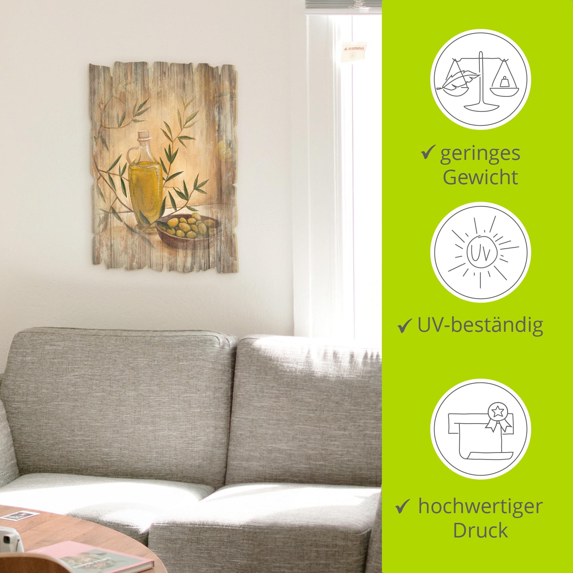 Artland Tableau en bois »Oliven und Zitronen« 1 cuis tlg.