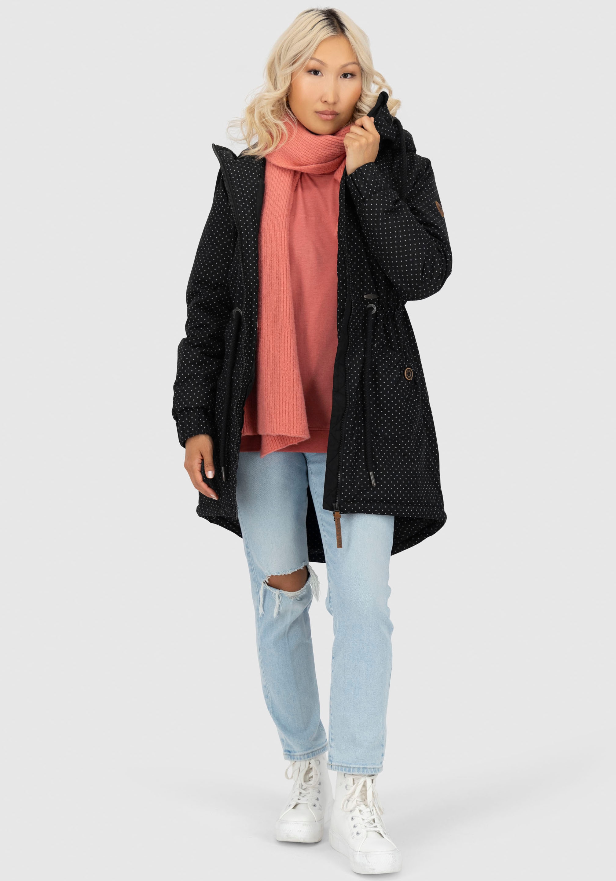 Alife & Kickin Veste d'extérieur »CHARLOTTEAKB« mit Kapuze gefütterter Parka, Kapuzenjacke durch Bindeband tailliert