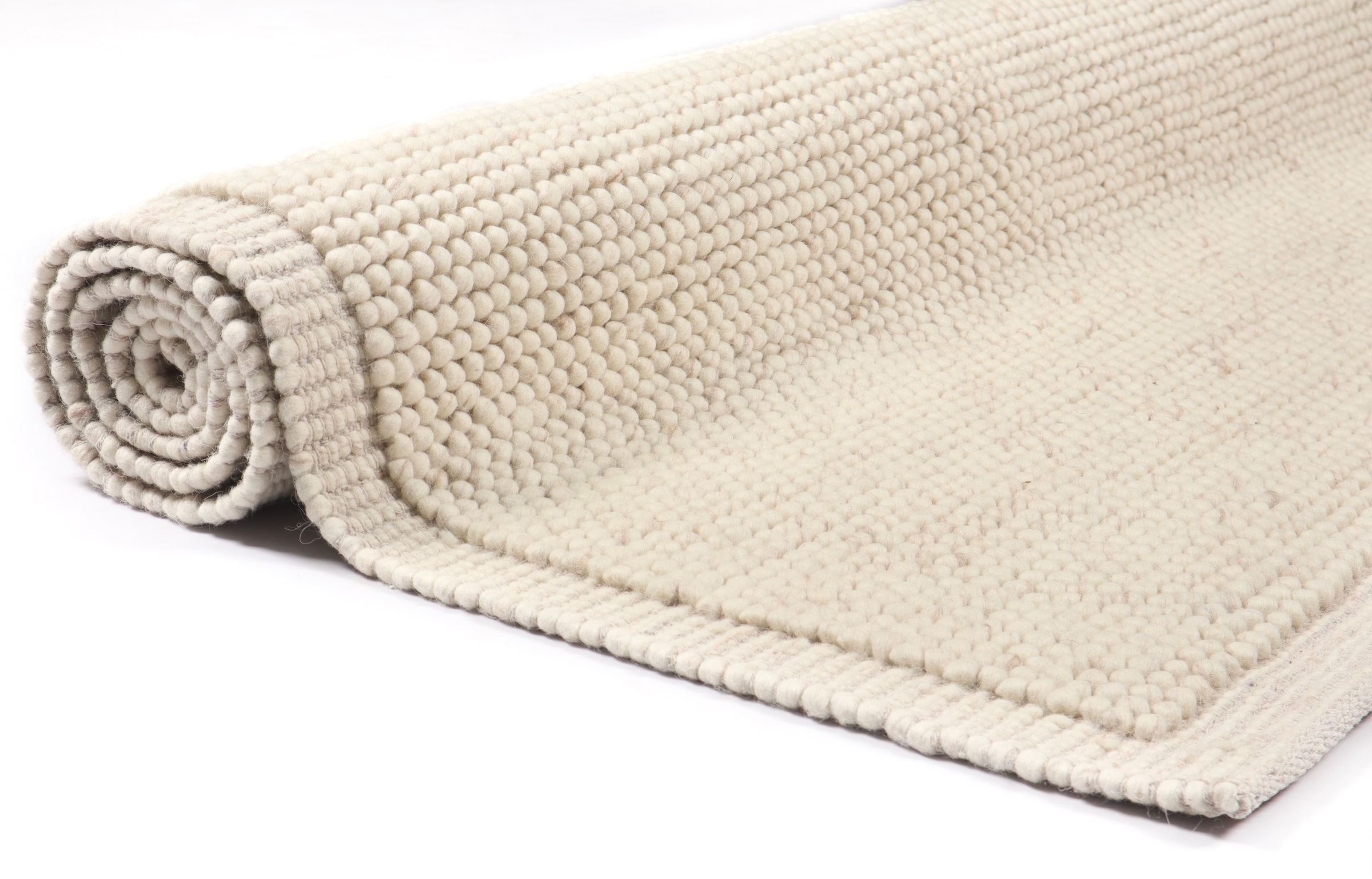 GOODproduct Tapis en laine »Wolly Rahmen, handgewebt, Wolle« Rectangulaire 14 mm Höhe einfarbig, Teppich, Wohnzimmer, Schlafzimmer, Esszimmer