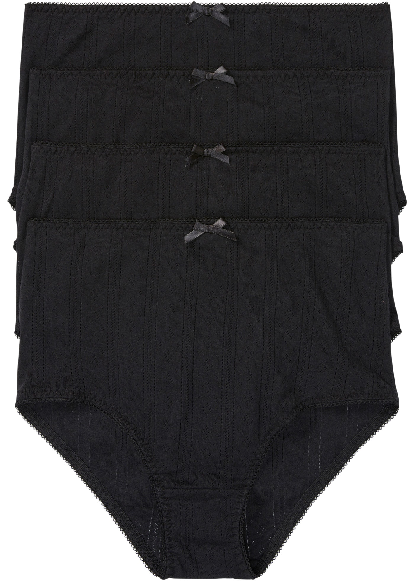 bonprix Slip taille haute Packung, 4 cuis Highwaist Schnitt, aus Ajourmuster aus Baumwolle, mit Elasthan-Anteil
