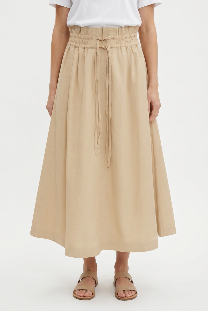 BOSS ORANGE Jupe midi »Vakola Premium Damenmode« Avec une part de lin, taille paperbag