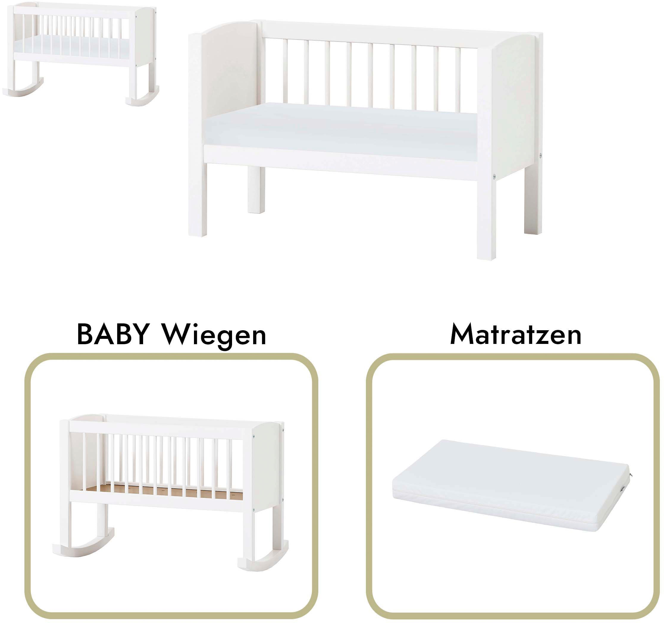 Hoppekids Stubenbett umbaubar zu Sitzbank, wahlweise mit Matratze & Zubehör