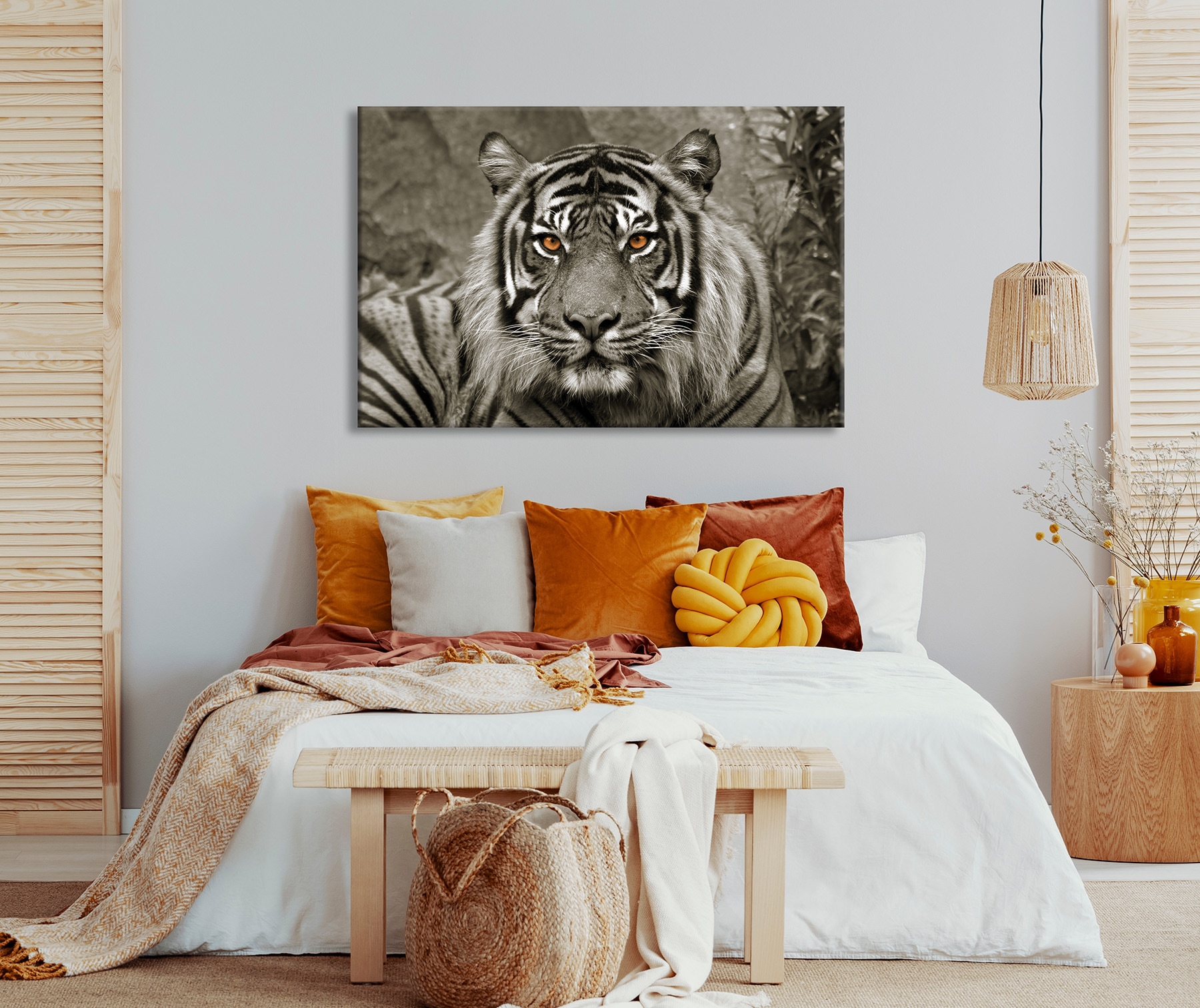 Bönninghoff Tableau sur toile »Wandbild TIGER 78x118 cm – Leinwandbild Keilrahmen Deko modern« Animaux sauvages | Félins | Tigre 1 cuis tlg. tendu sur châssis