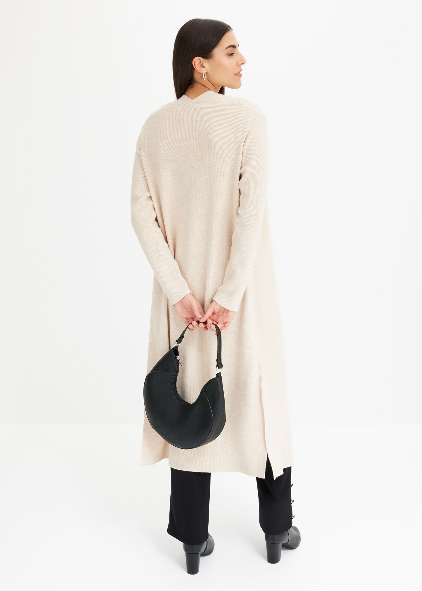 bonprix Longstrickjacke 1 Oversize-Passform, eleganter Stil, ohne Verschluss