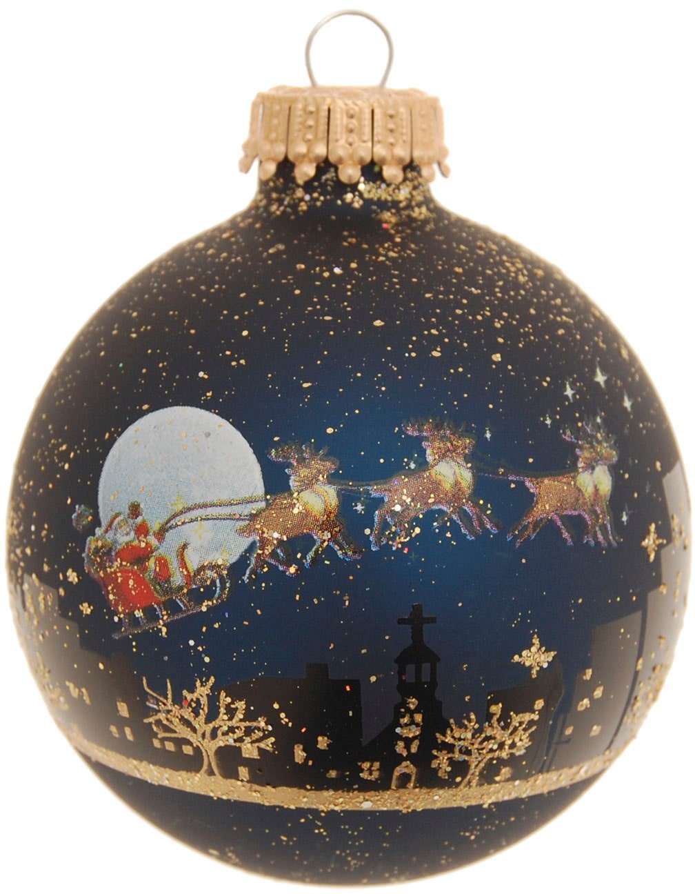 Krebs Glas Lauscha Boule de Noël »Midnight before Christmas« décoration de Noël, ornements de sapin, boules de Noël en verre