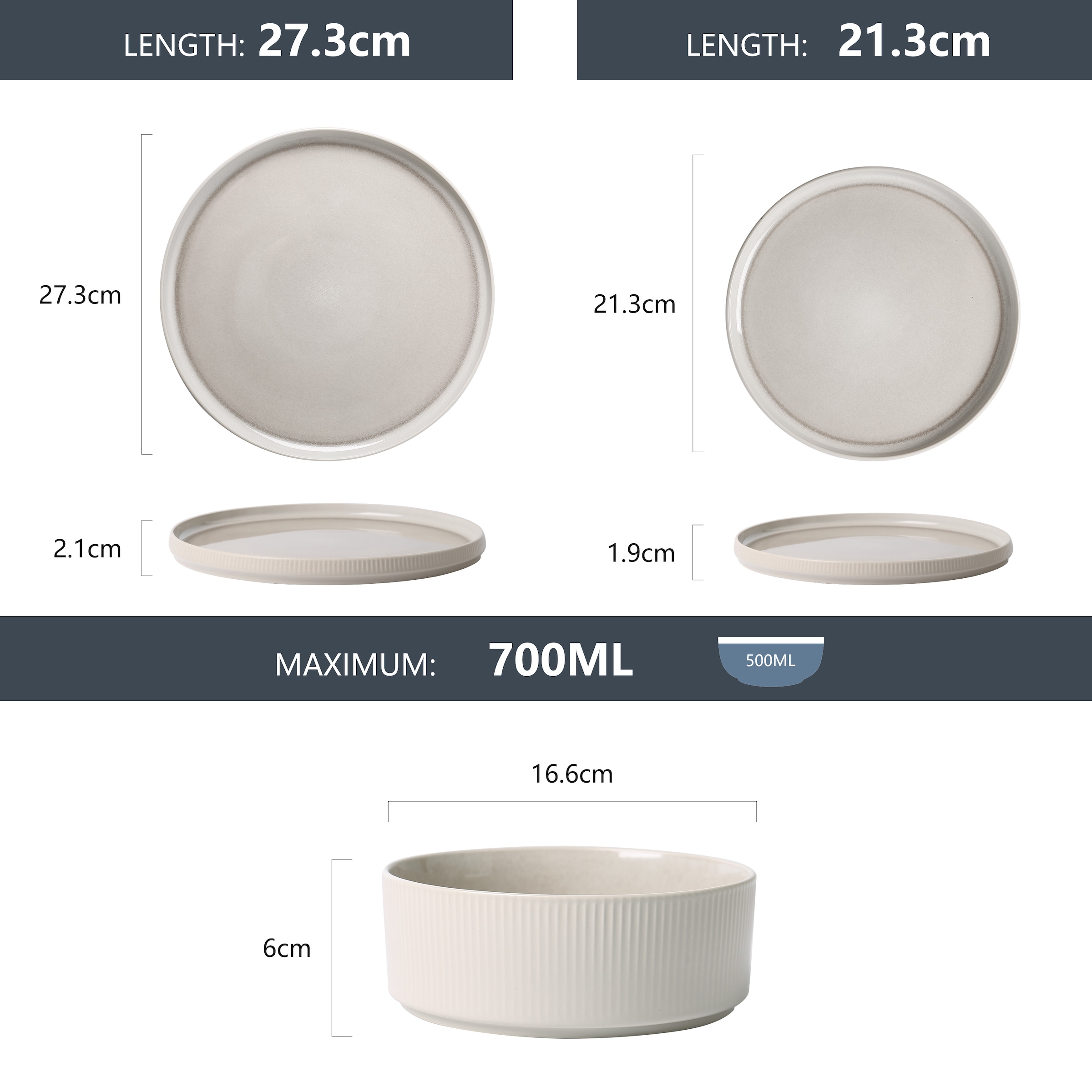 GOODproduct Geschirr-Set »Ylvii, aussen matt, innen reaktiv glasiert« spülmaschinenfest und mikrowellengeeignet