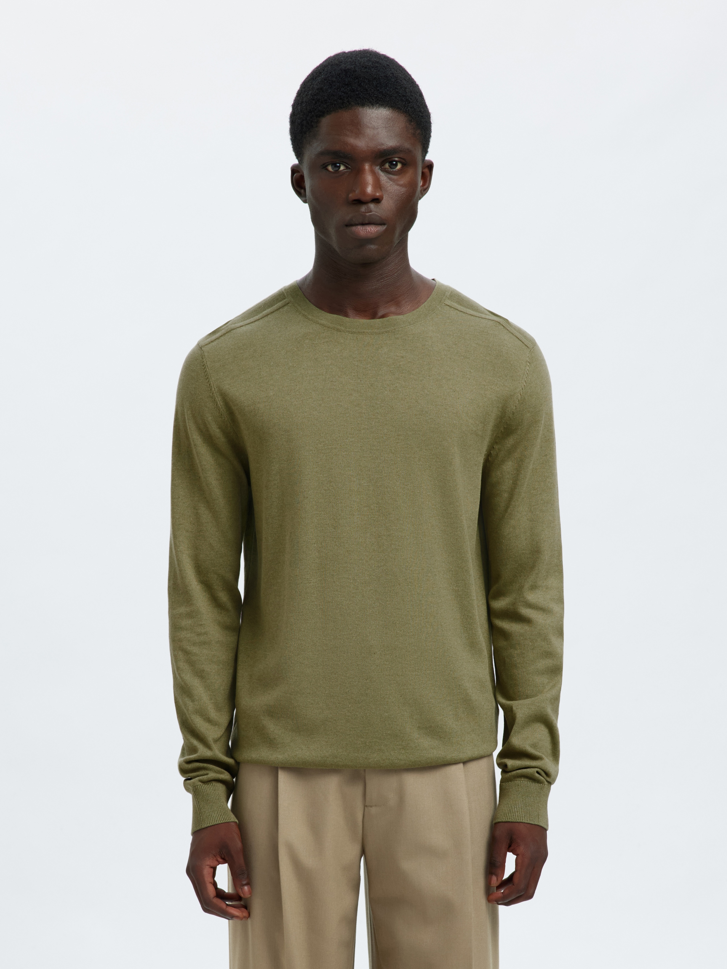 SELECTED Pull à col rond »SLHBERG CREW NECK NOOS« coton, coupe régulière
