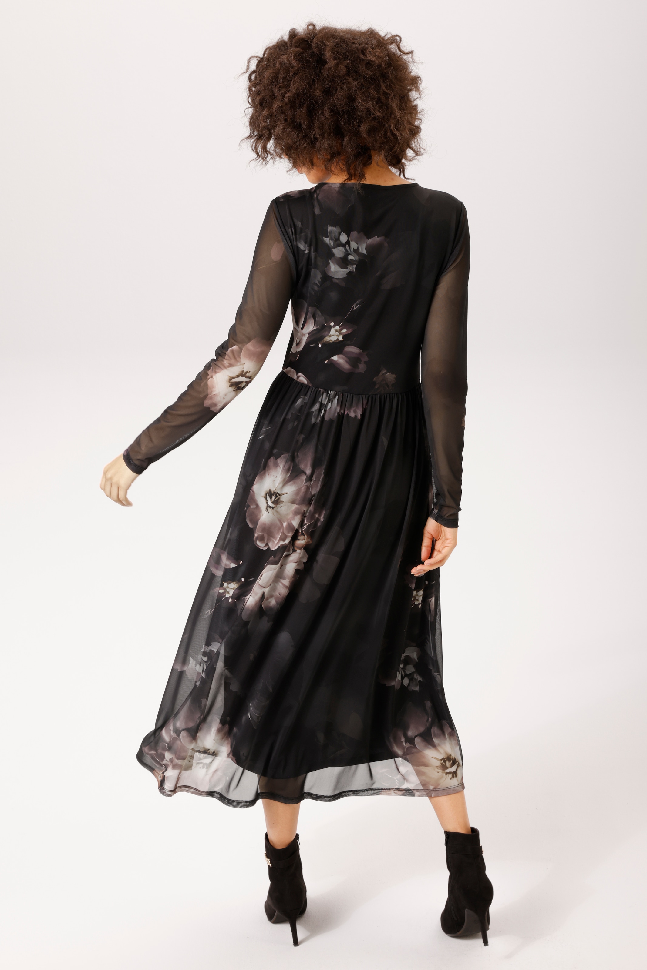Aniston CASUAL Midikleid mit grossflächigen Batik-Blüten bedruckt - NEUE KOLLEKTION