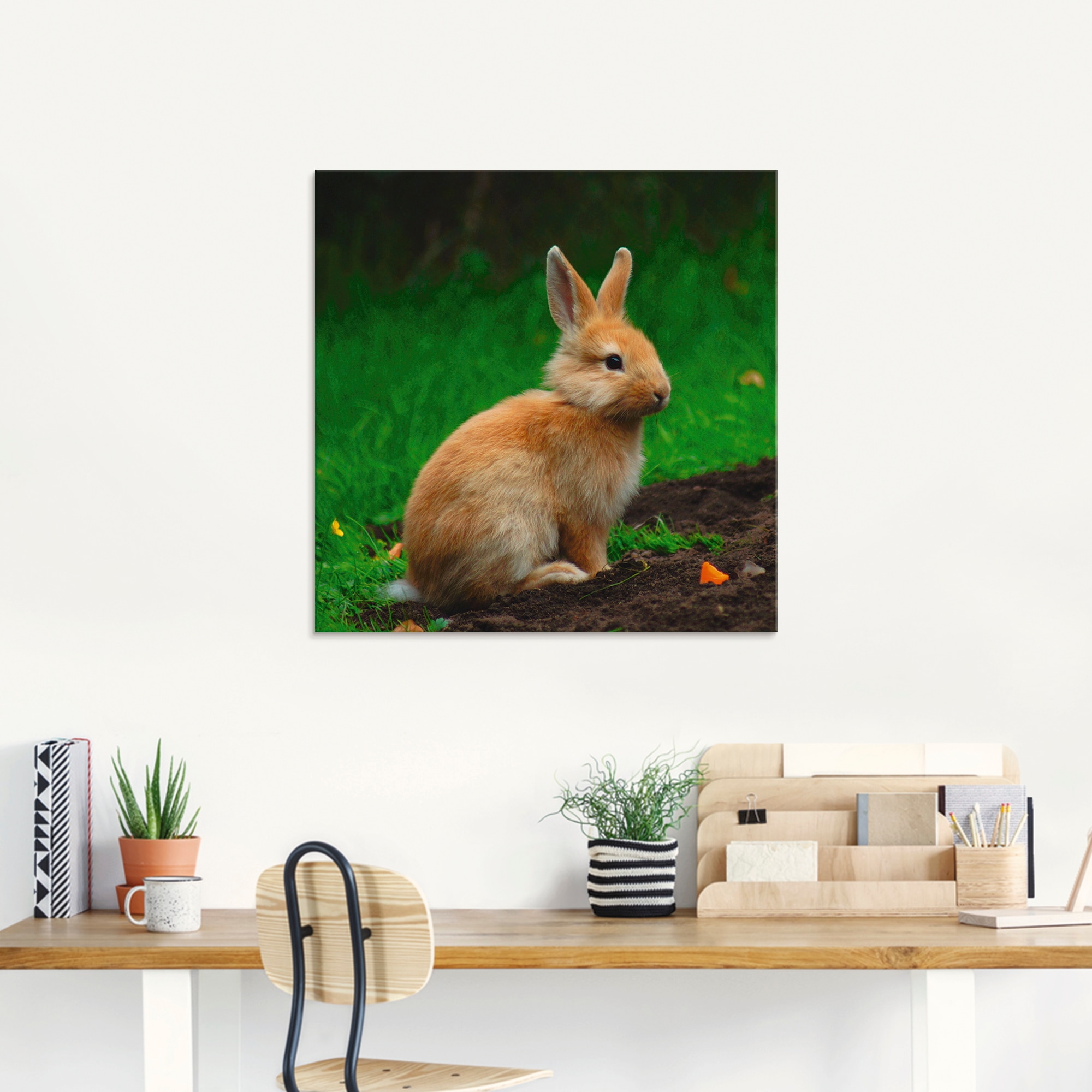 Artland Glasbild »Zwergkaninchen im Grünen« Wildtiere 1 Stk. tlg. in verschiedenen Grössen