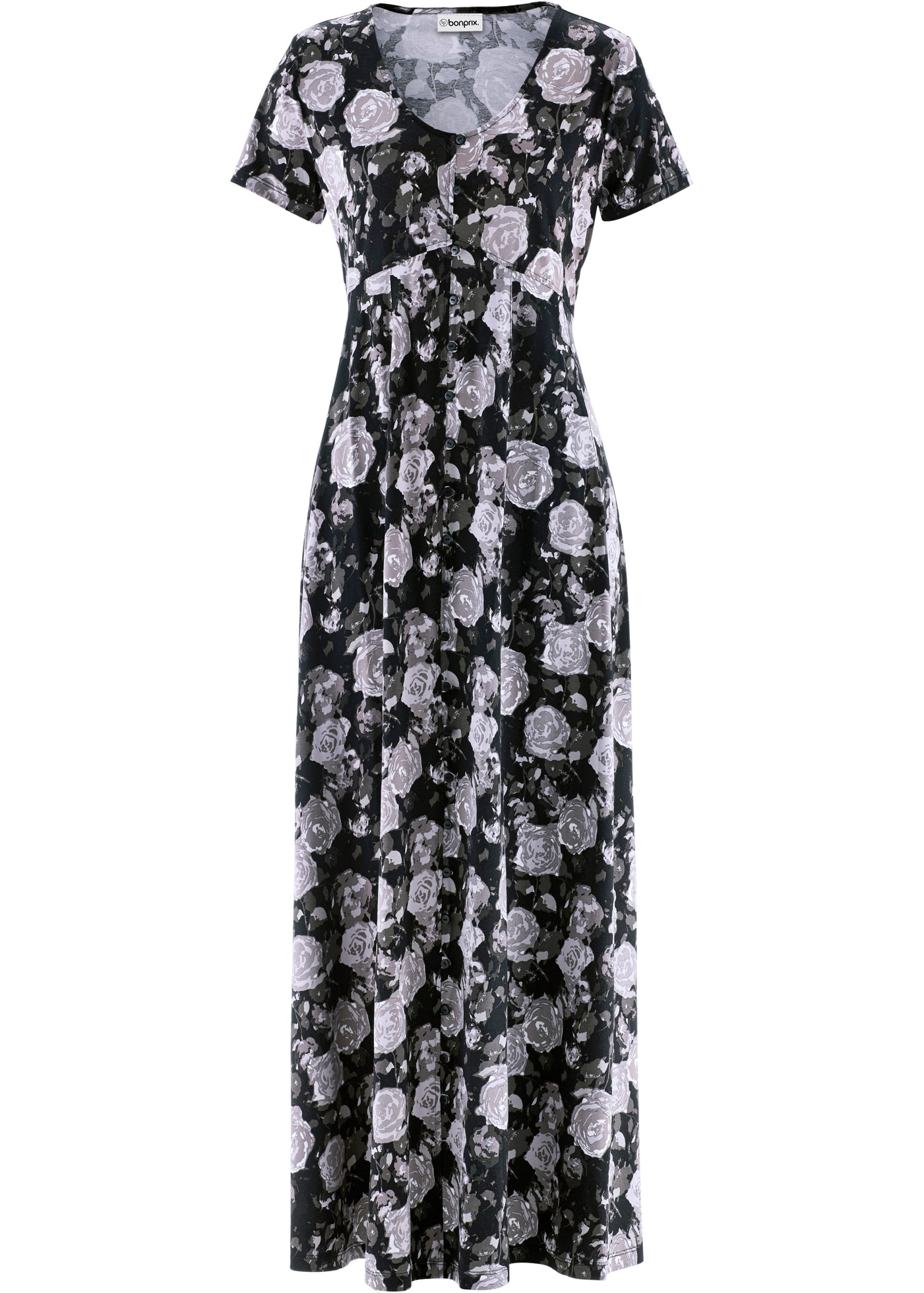 bonprix Maxikleid für Festivals, aus Viskose, lockerer Schnitt, mit kurzem Arm