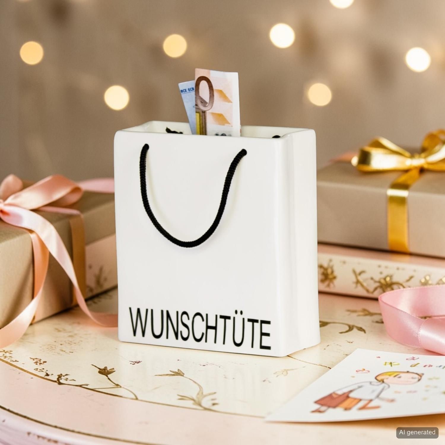 GILDE Aufbewahrungsbox »Spardose  Wunschtüte« Mit Schriftzug, abschliessbar, Moneybox