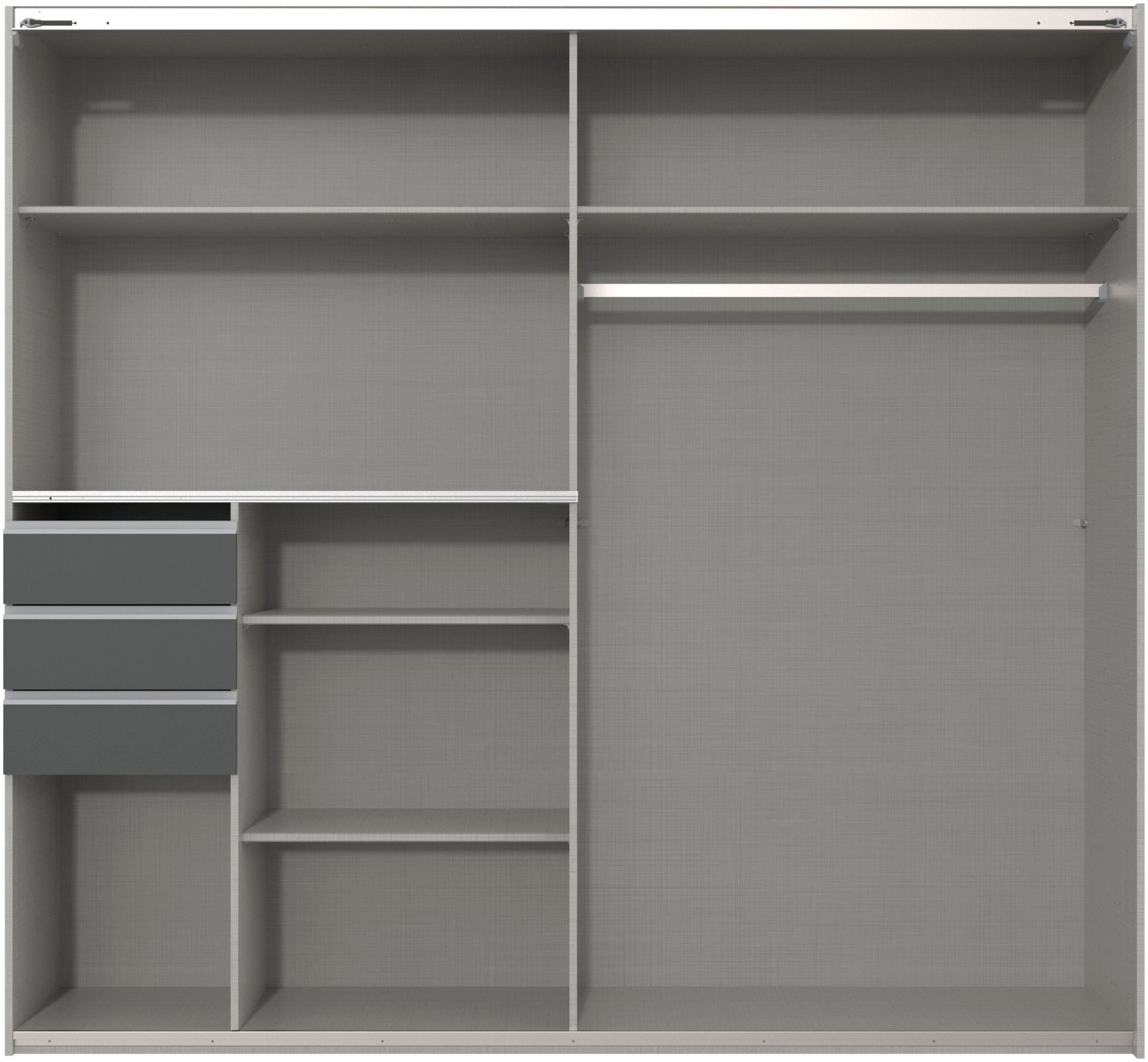 Wimex Schwebetürenschrank »Saigon, mit kompletter Innenausstattung, Made in Germany« Kleiderschrank 2-türig, 225cm breit, mit 3 praktischen Aussenschubladen