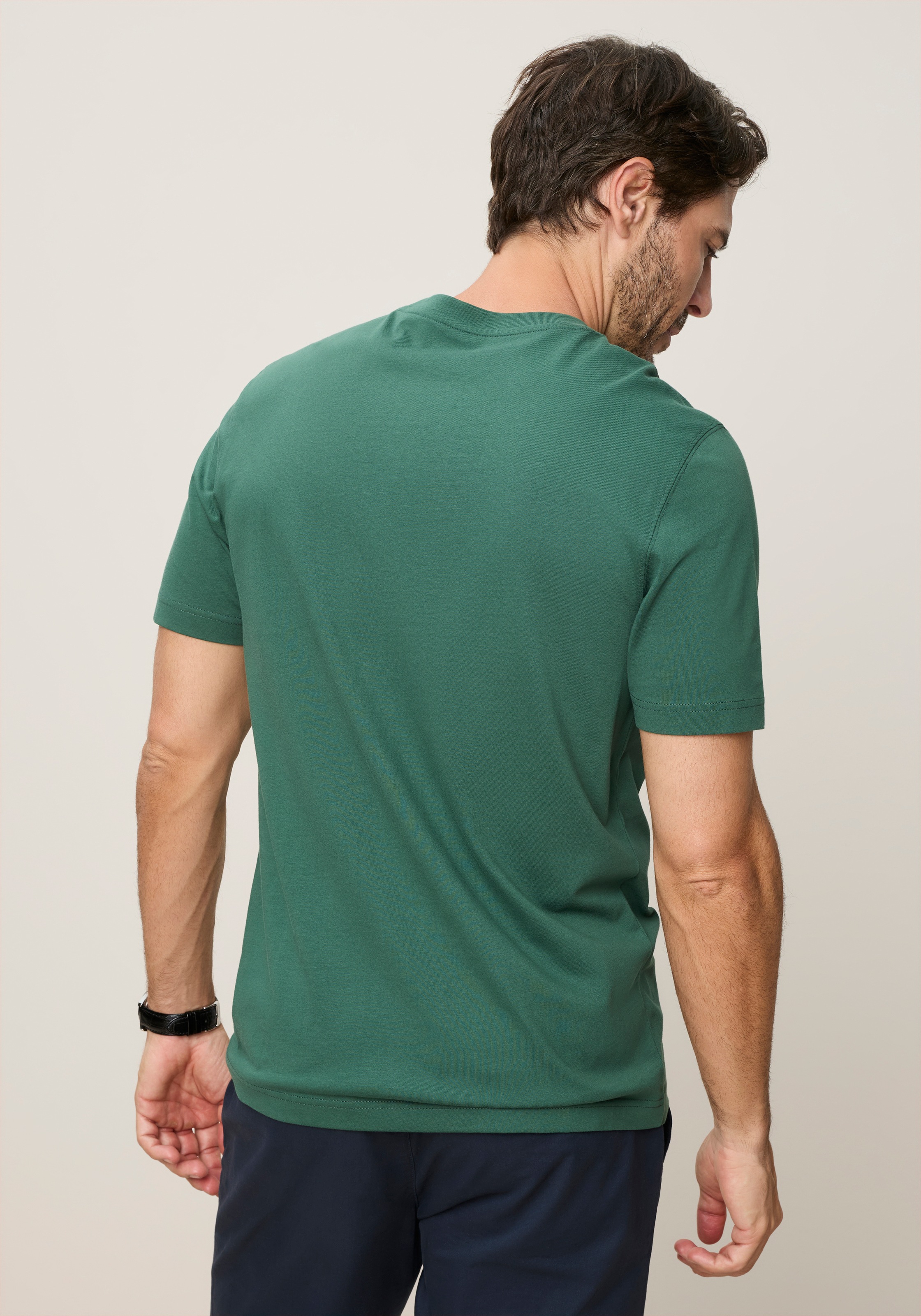 Man's World Shirt à col rond coupe normale, manches courtes, aspect imprimé avec application print