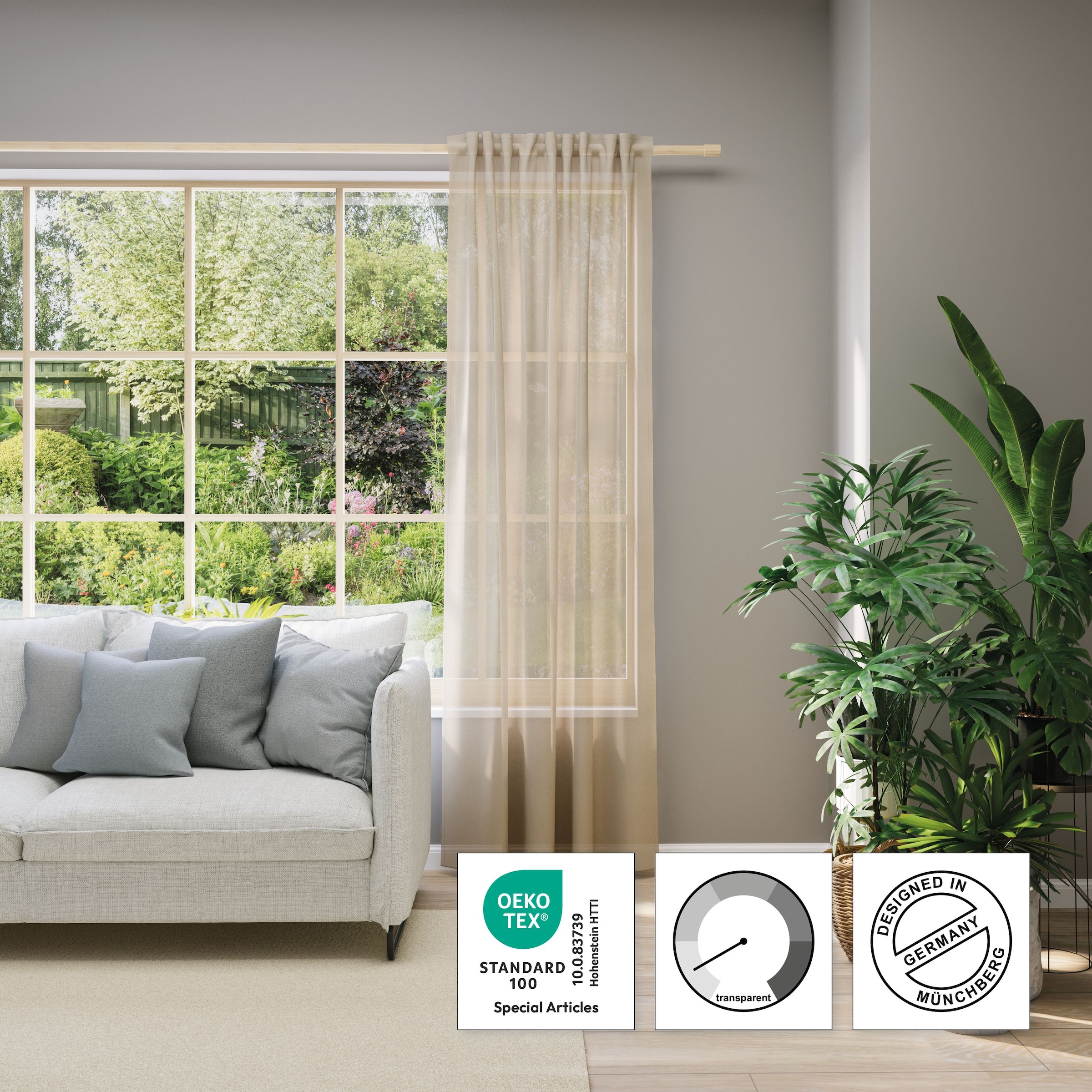 Neutex for you! Vorhang nach Mass »EVA« Multifunktionsband 1 Stk. tlg. Uni-Voile mit elegantem Glanz