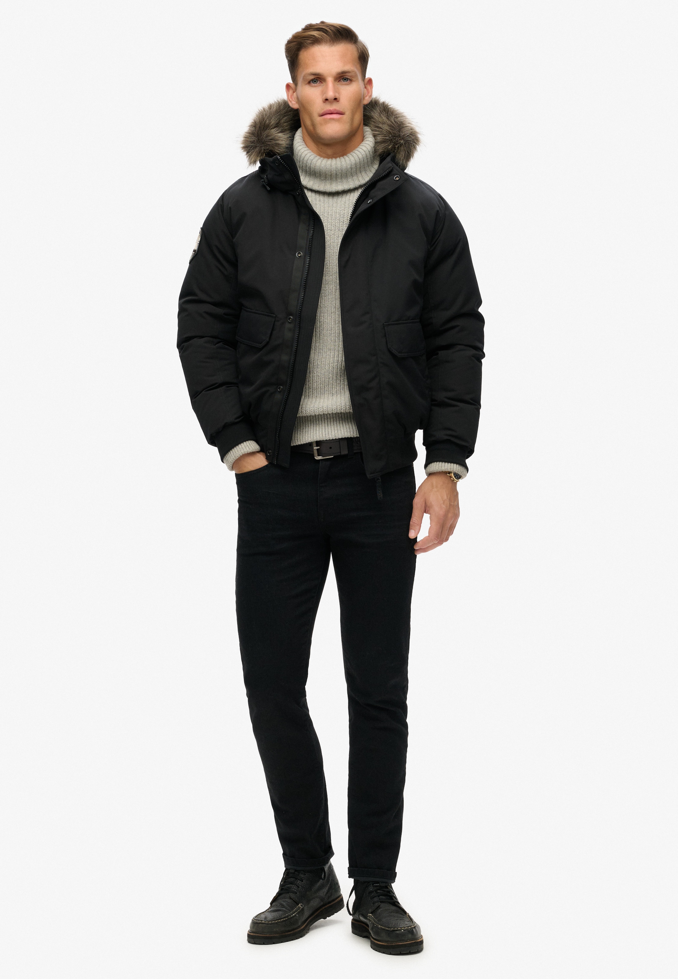 Superdry Steppjacke »EVEREST FAUX FUR BOMBER JACKET« mit Kapuze