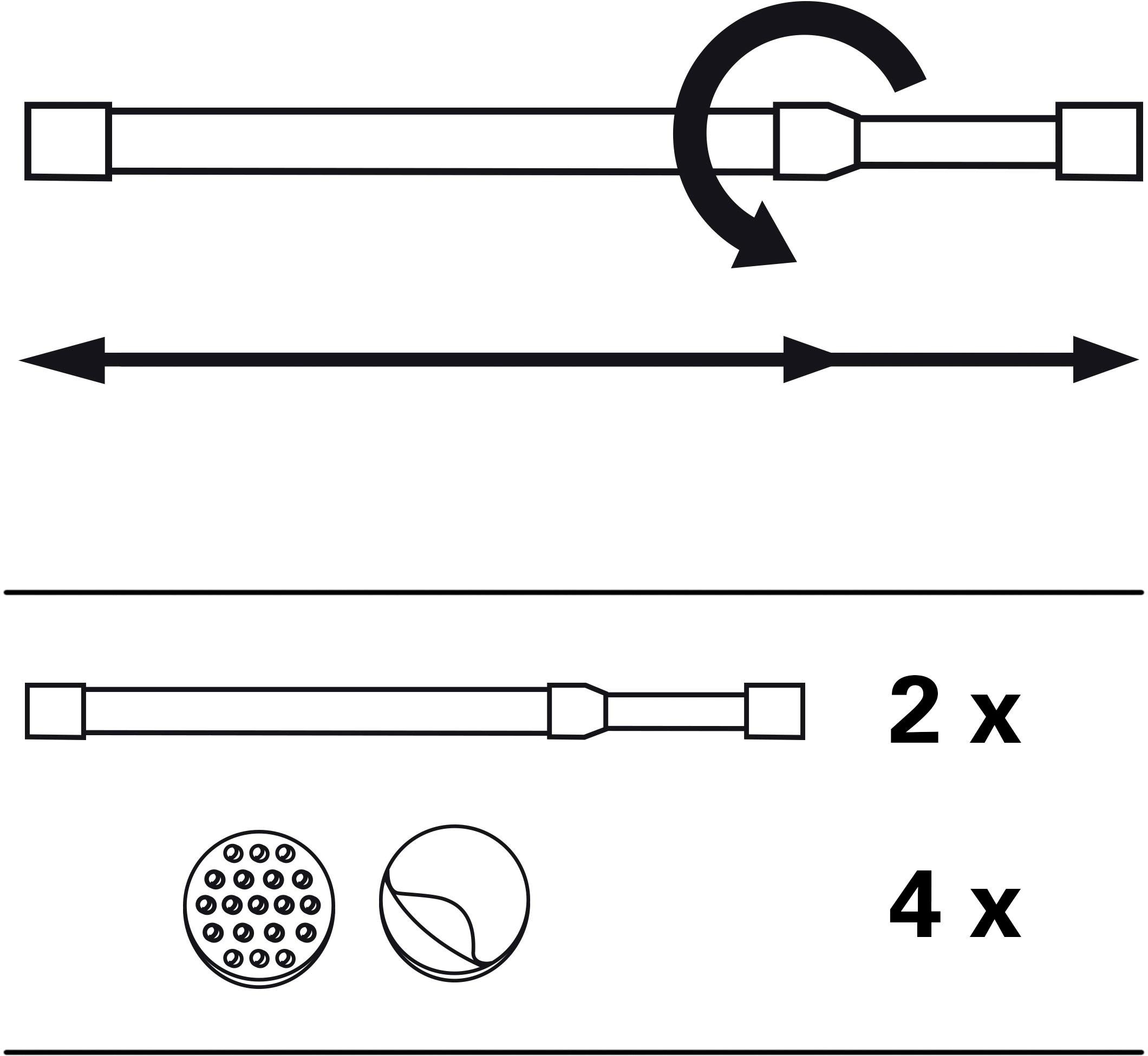 GARDINIA Barre à disques »Klemmstange mit Ausgleichskeil« Ø 8 mm 1 läufig-läufig ausdrehbar mit selbstklebendem Ausgleichskeil