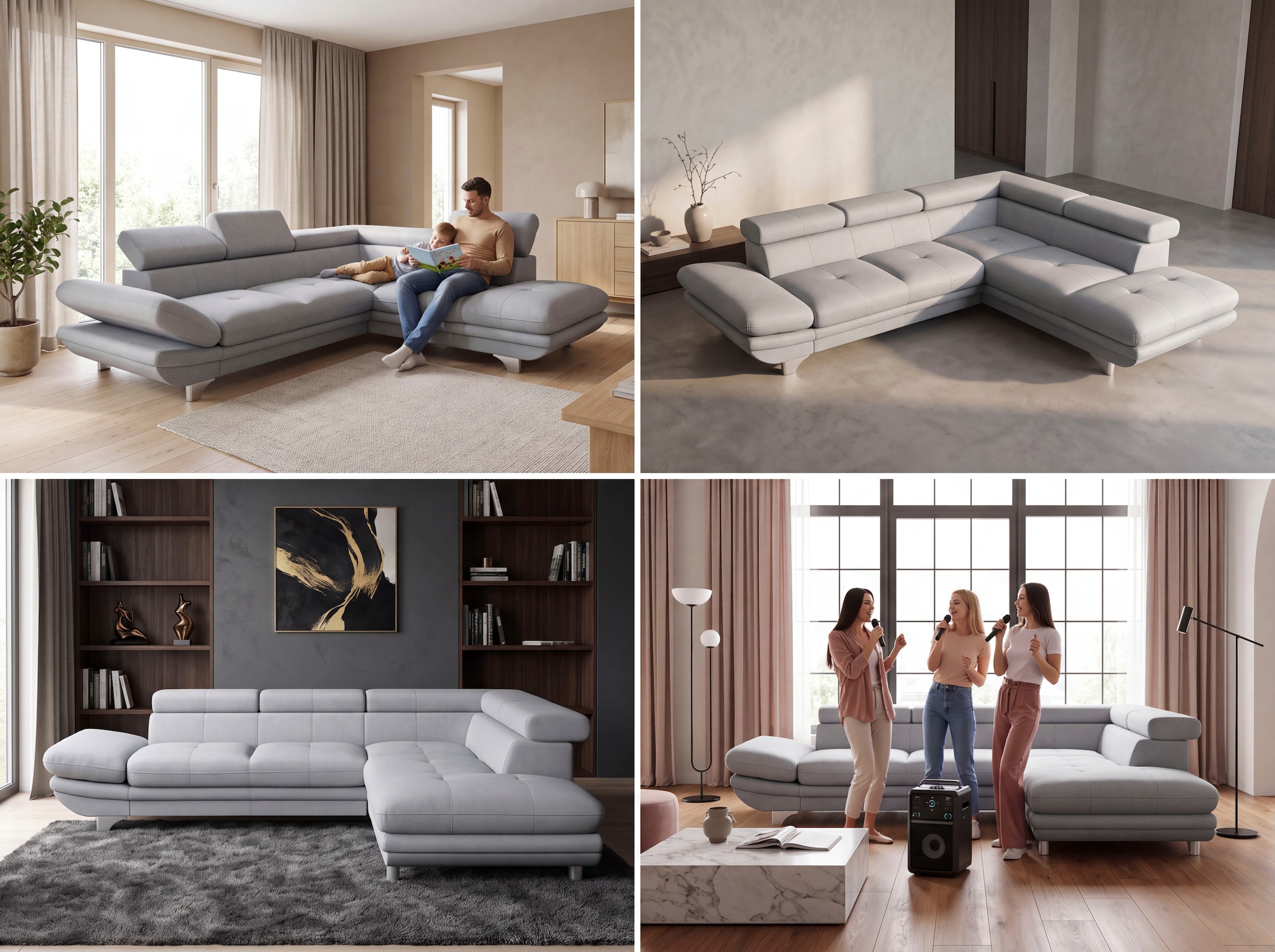 COTTA Canapé d'angle »Enterprise L-Form, B: 277 cm x L: 238 cm, bequeme Wellenunterfederung« réglage des accoudoirs et de la tête, fonction couchage optionnelle