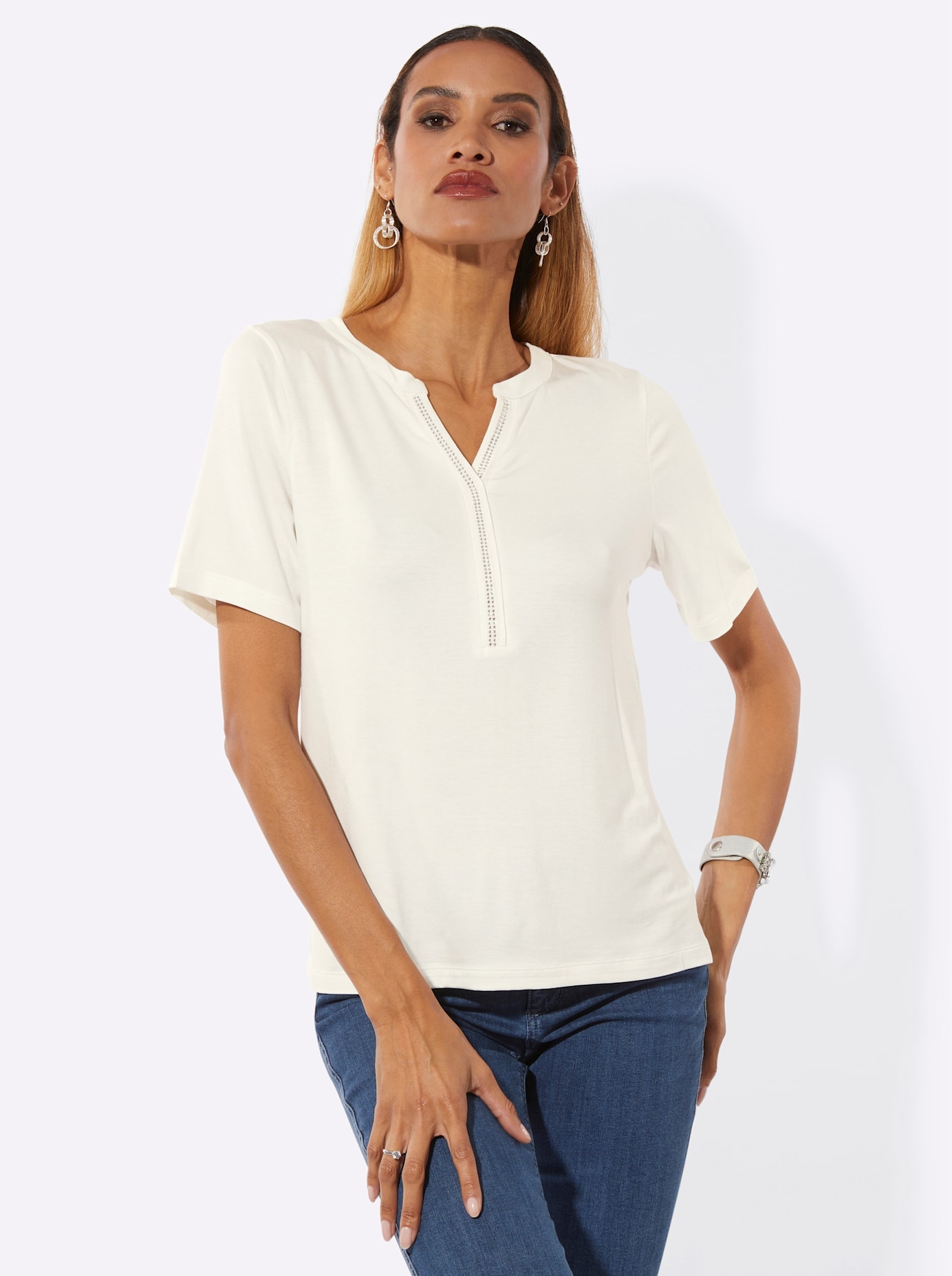 creation L T-shirt en V »Kurzarm-Shirt« 1 pièces