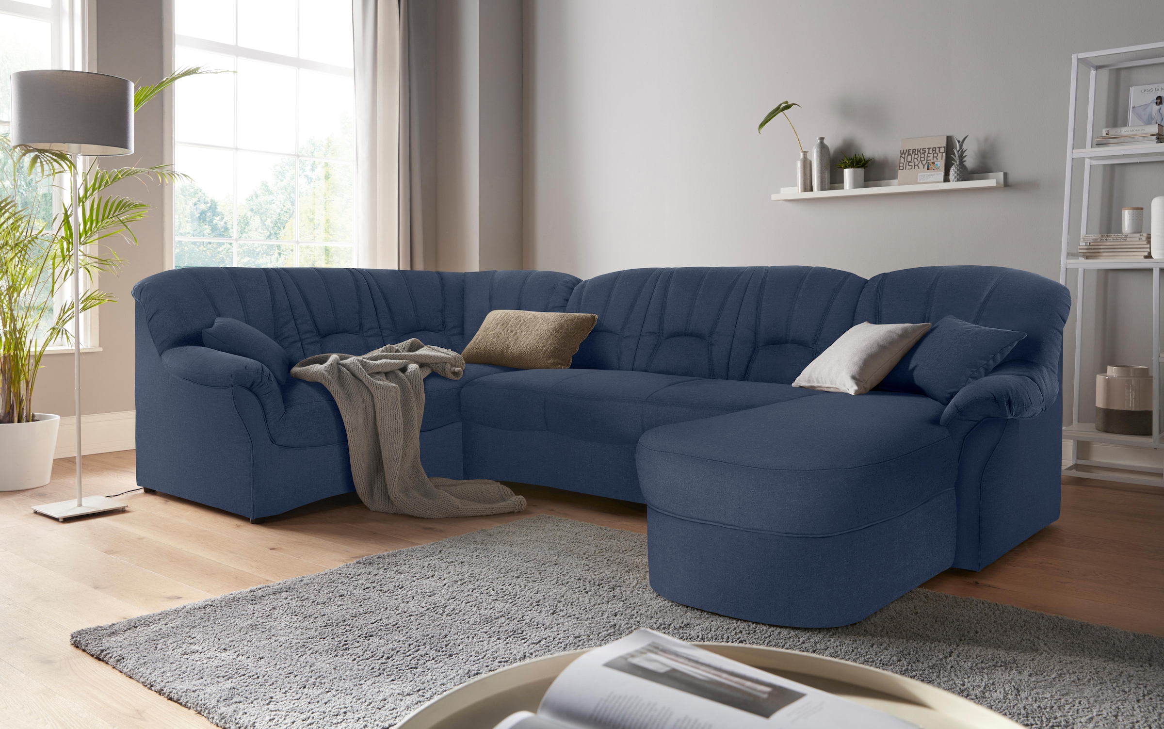 DOMO collection Wohnlandschaft »Bahia mit viel Platz, zeitloses Design, U-Form« wahlweise mit Bettfunktion