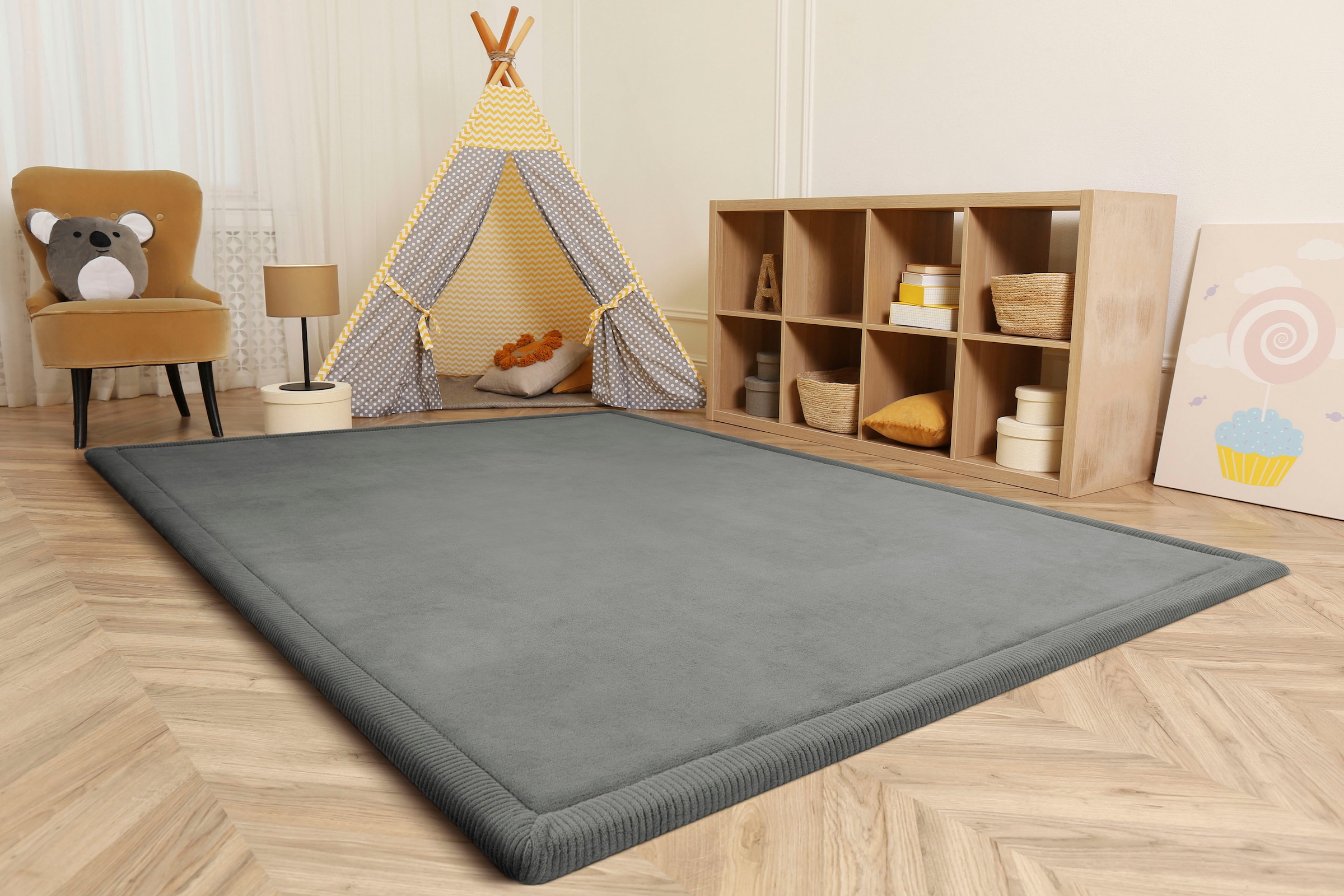 Paco Home Teppich »Tatami 475« rechteckig 24 mm Höhe Kurzflor, Uni-Farben, mit Memory Foam, waschbar