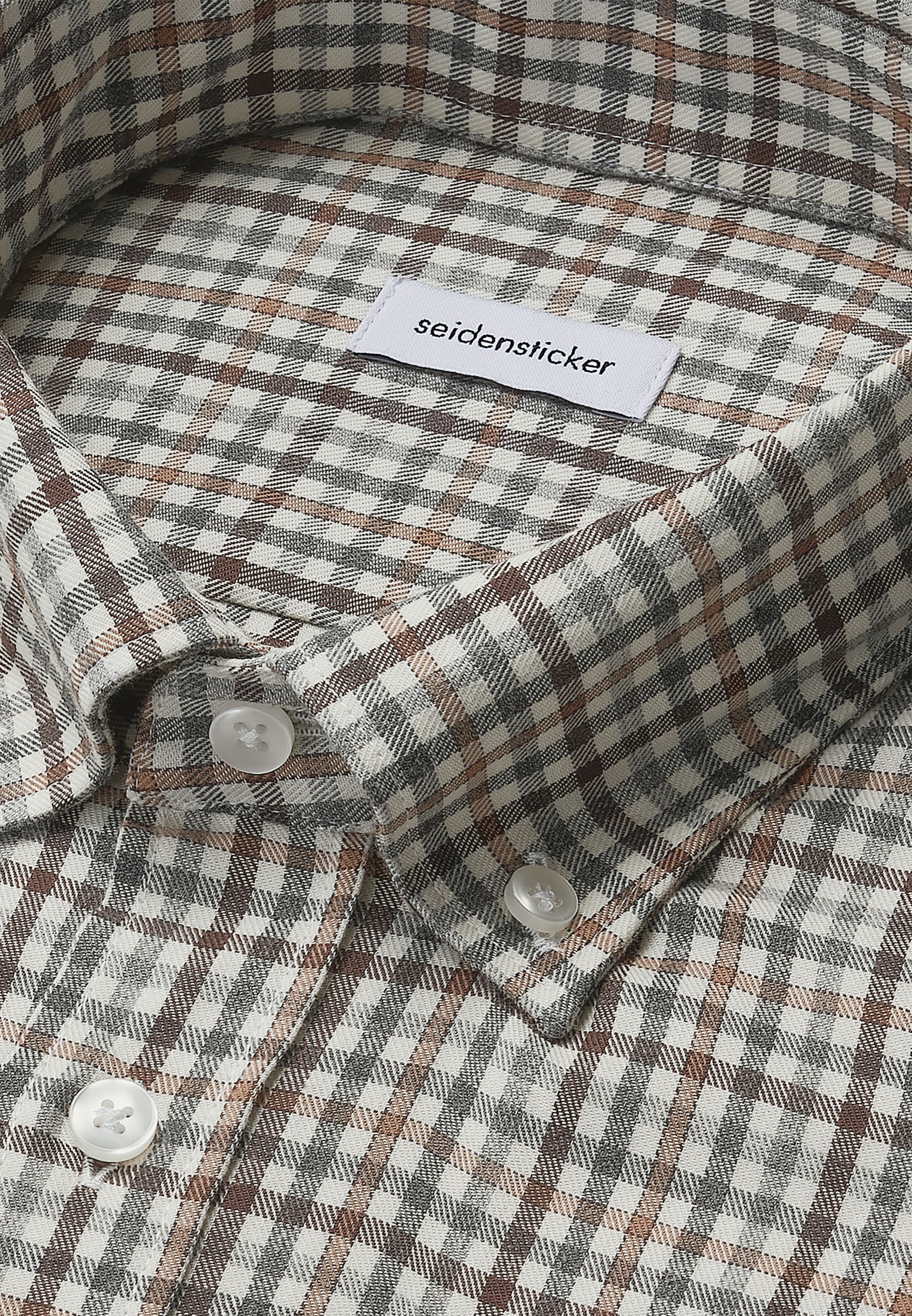 seidensticker Flanellhemd »Schwarze Rose« Slim 1/1 Button-Down-Kragen Karo