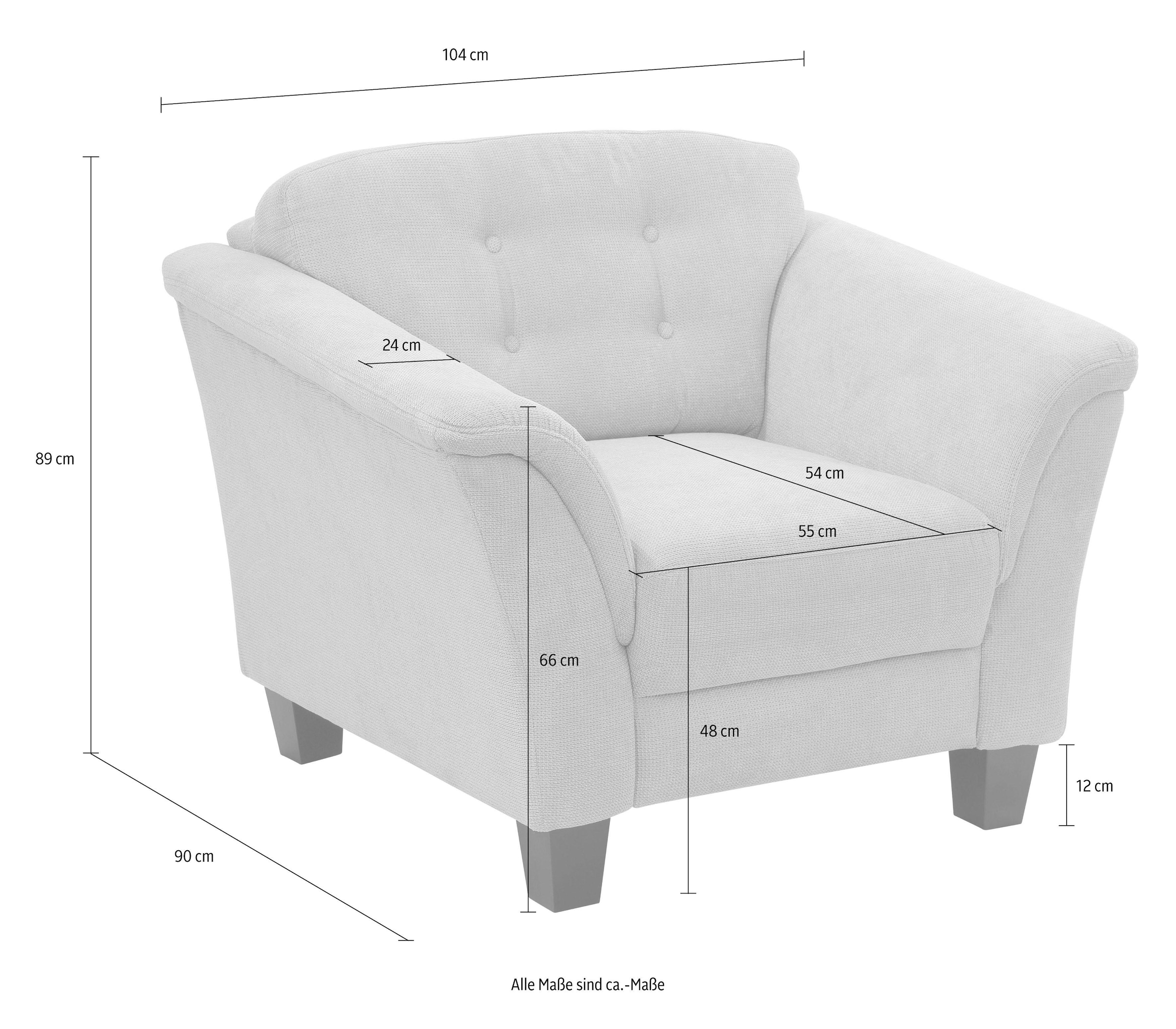 Home affaire Sessel »Trondheim« mit Federkern, Knopfheftung im Rücken, Füsse Buche
