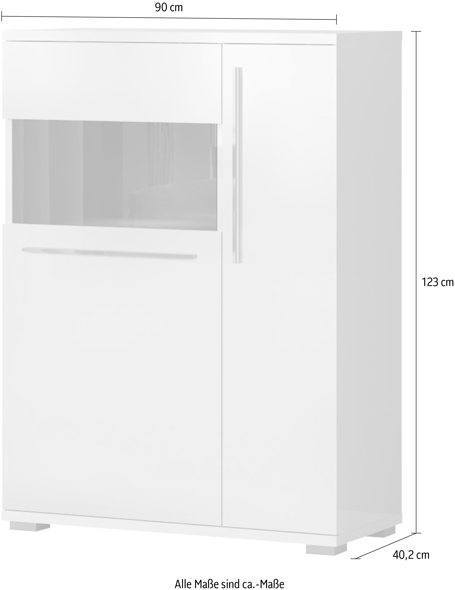 GOODproduct Highboard »Piano Vitrine« (H/B/T): 123/90/40,2cm,  UV lackiert, Soft-Close Funktion