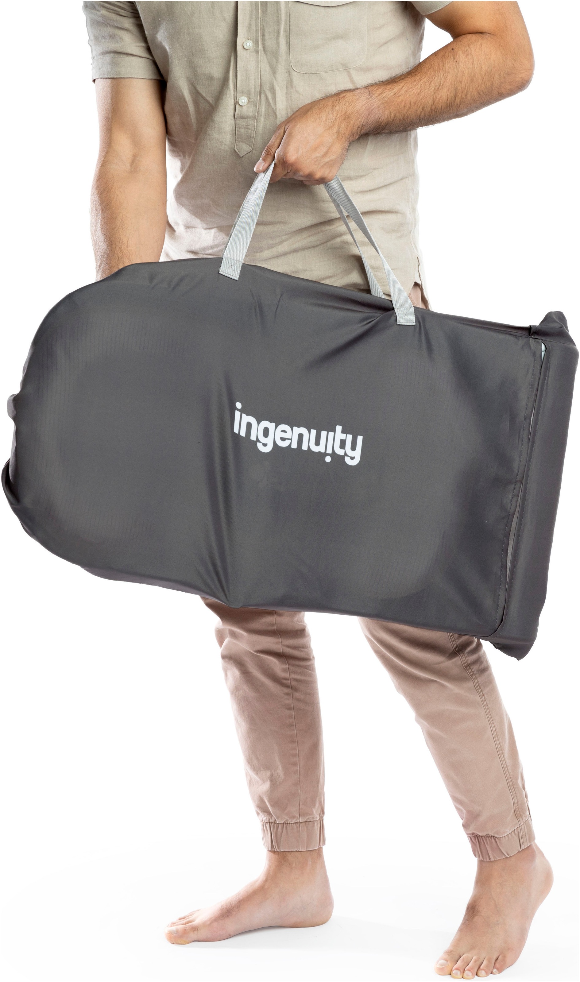 ingenuity Babywippe »Happy Belly™ Rock-to-Bounce Massage Seat - Chambray« bis 9 kg mit Melodien und Geräuschen