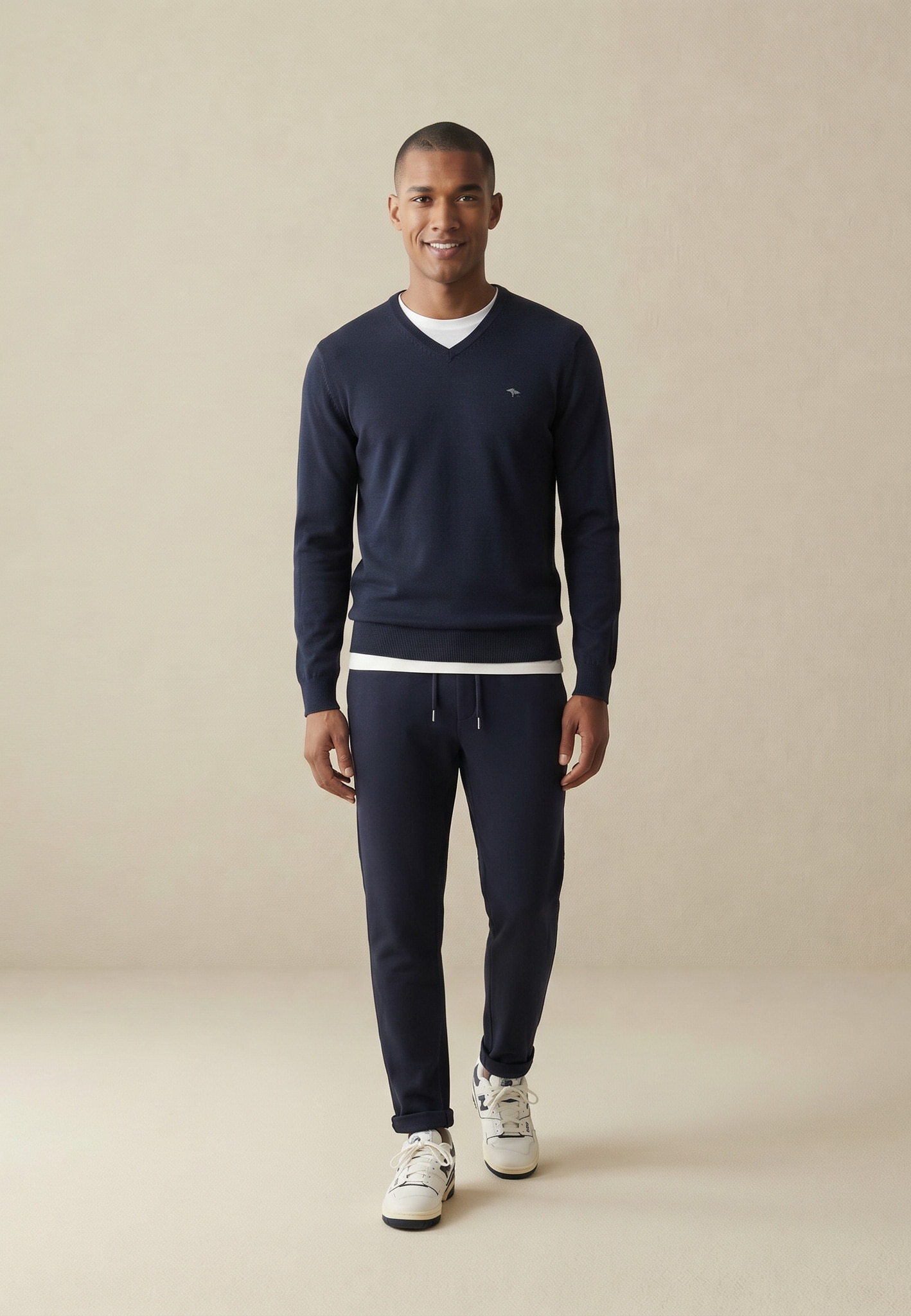 FYNCH-HATTON Pull en tricot »FYNCH-HATTON Pullover mit V-Kragen« en coton, col en V, coupe confortable
