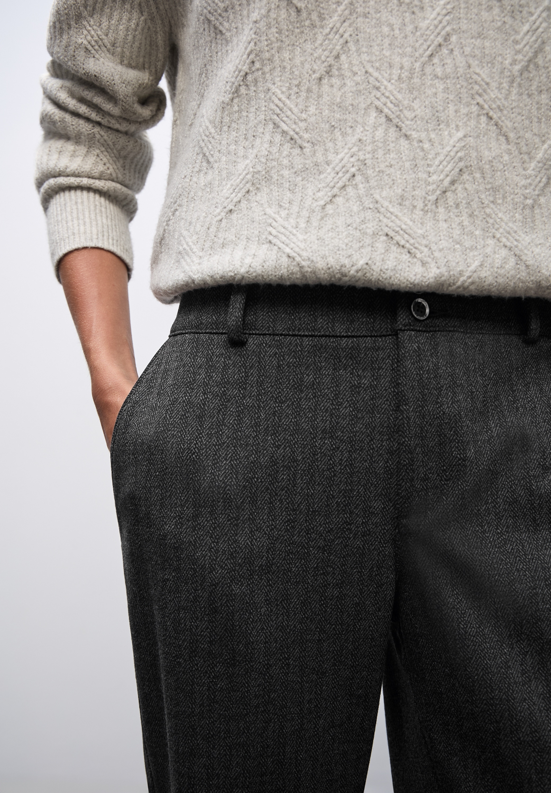 STREET ONE Pantalon tissé  mit Fischgrät-Muster