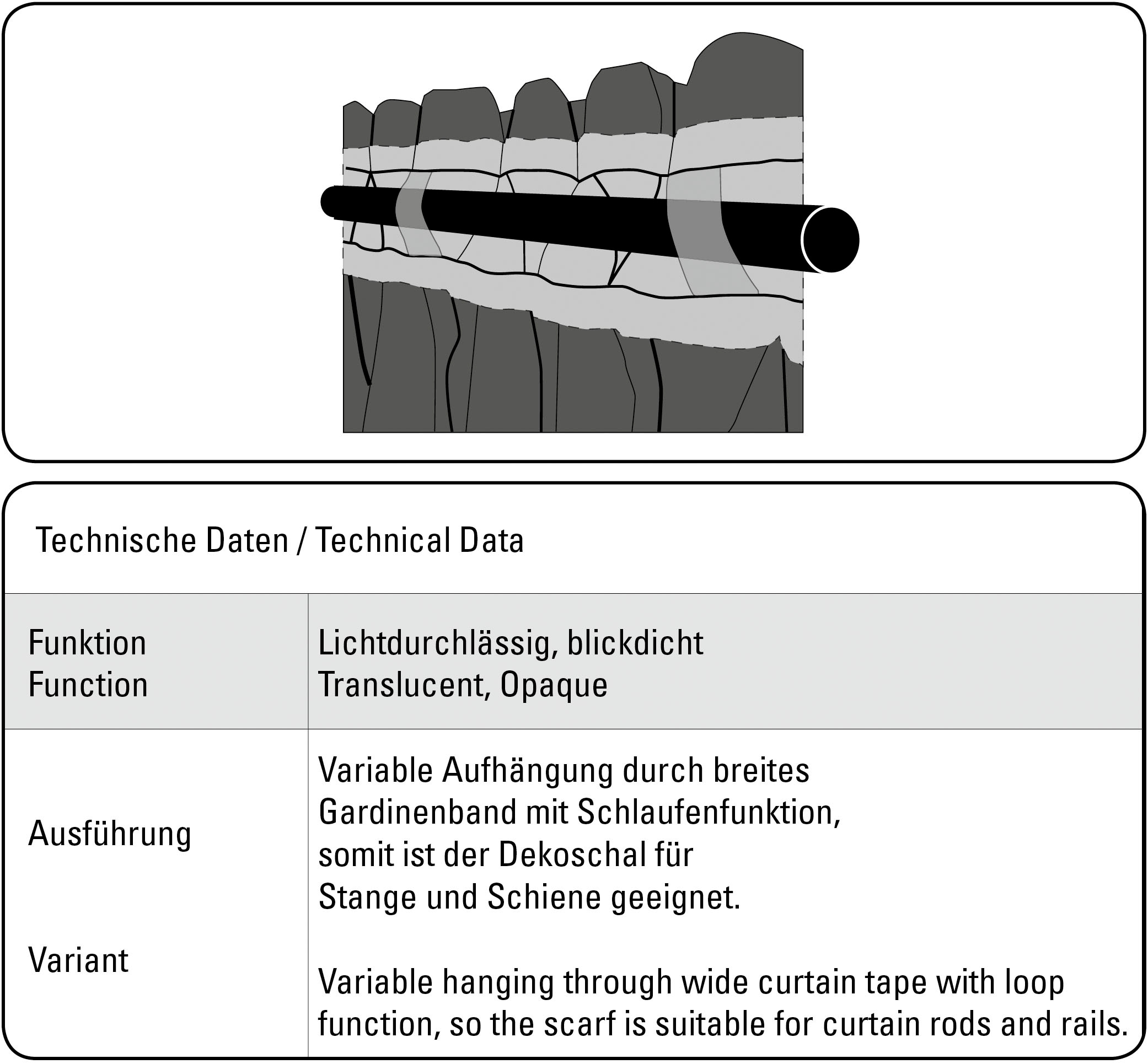 Sehlbach Gardine »Schal Raute« Schlaufen 1 Stk. tlg. mit Gardinenband und verdeckten Schlaufen