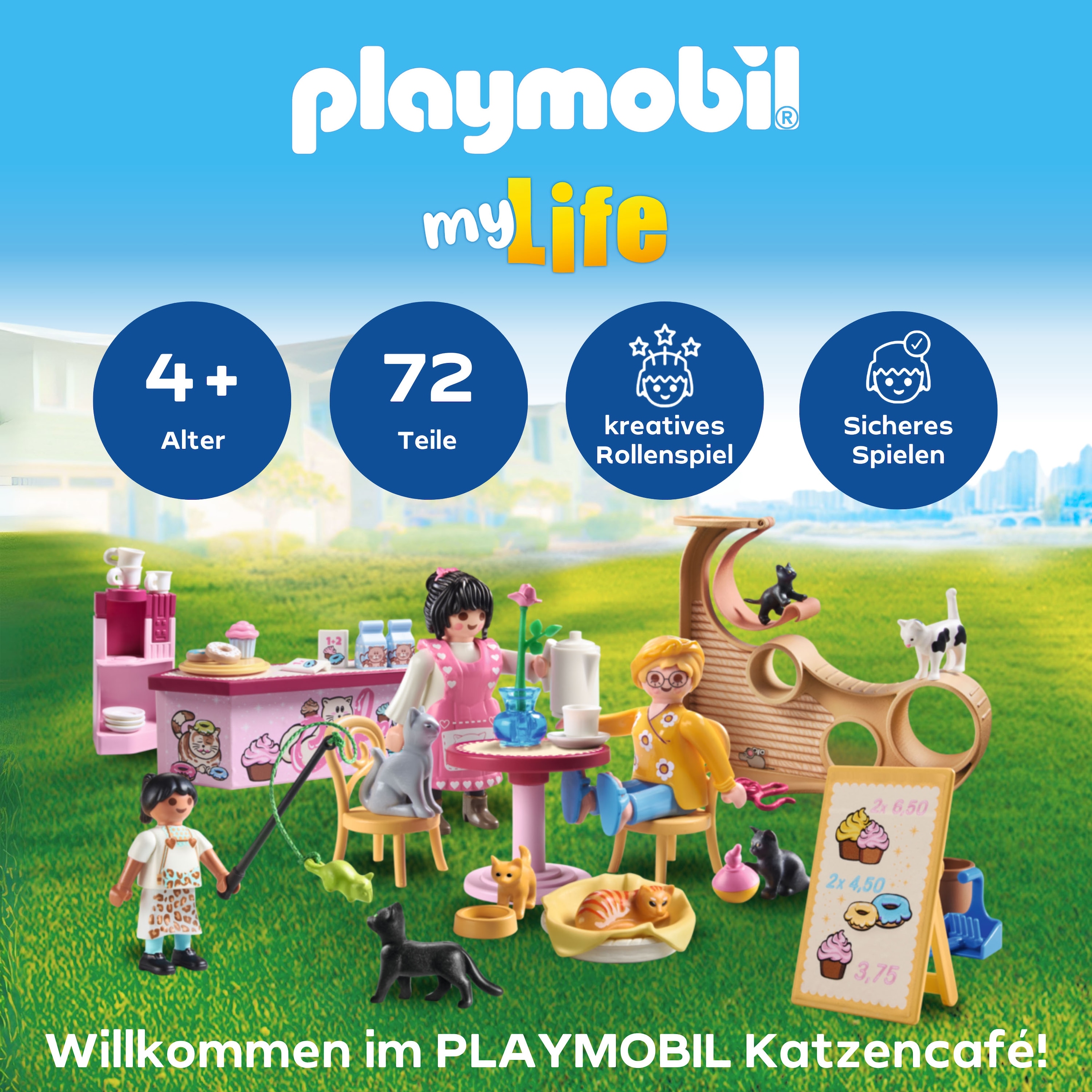 Playmobil® Konstruktions-Spielset »Katzencafe (71744), Playmobil My Life« Made in Europe