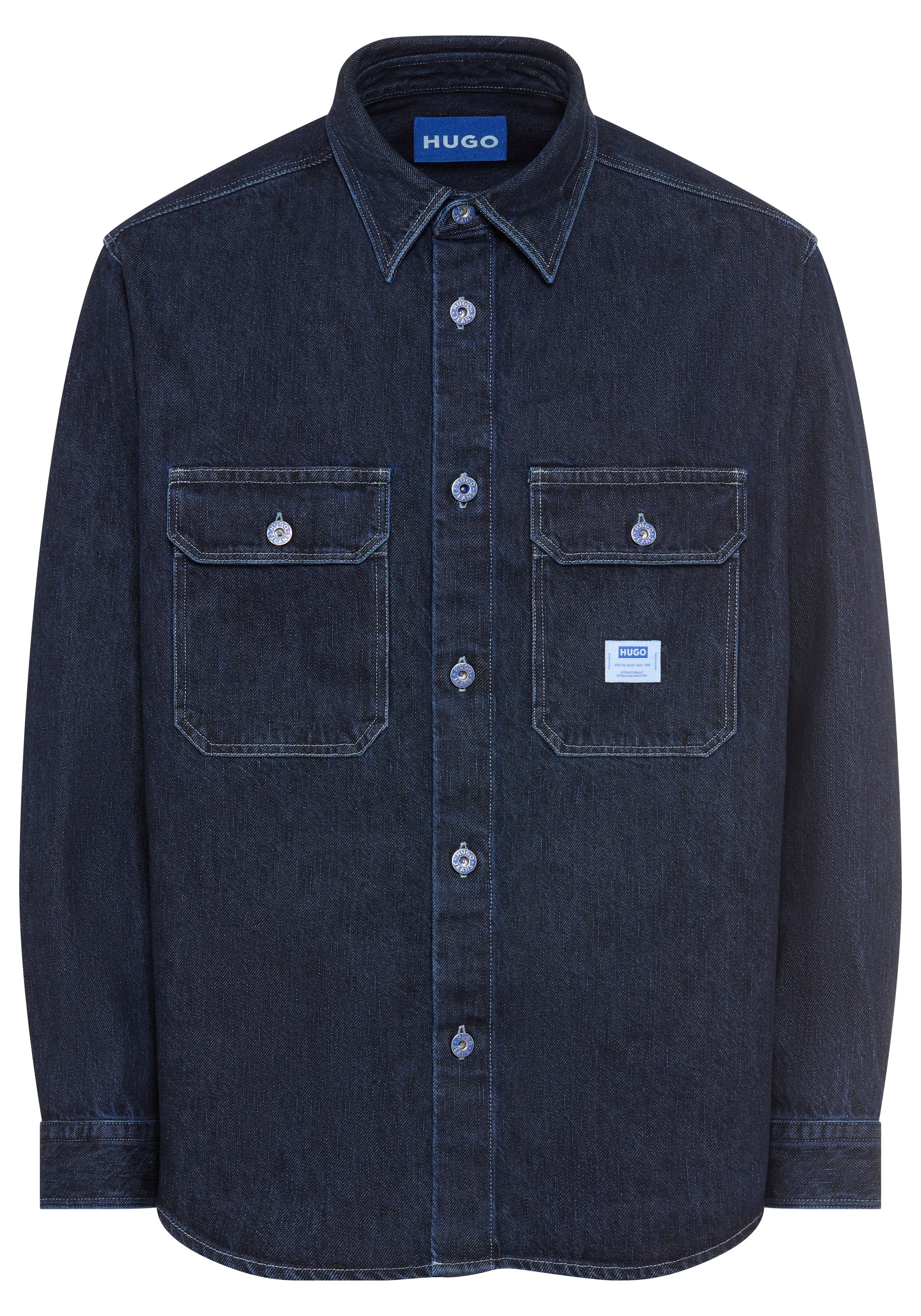 HUGO Blue Chemise en jean Oversized-Fit, Denim-Qualität, Logo-Stickerei