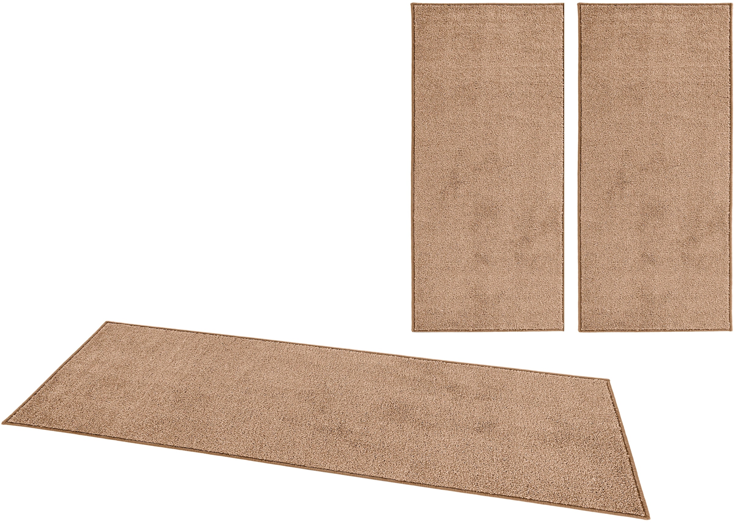 HANSE Home Bordure de lit »Pure 100« Höhe 13 mm 3 cuis tlg. Kurzflor, Unifarben, Teppich, Bettläufer, Bettvorleger, Teppichläufer