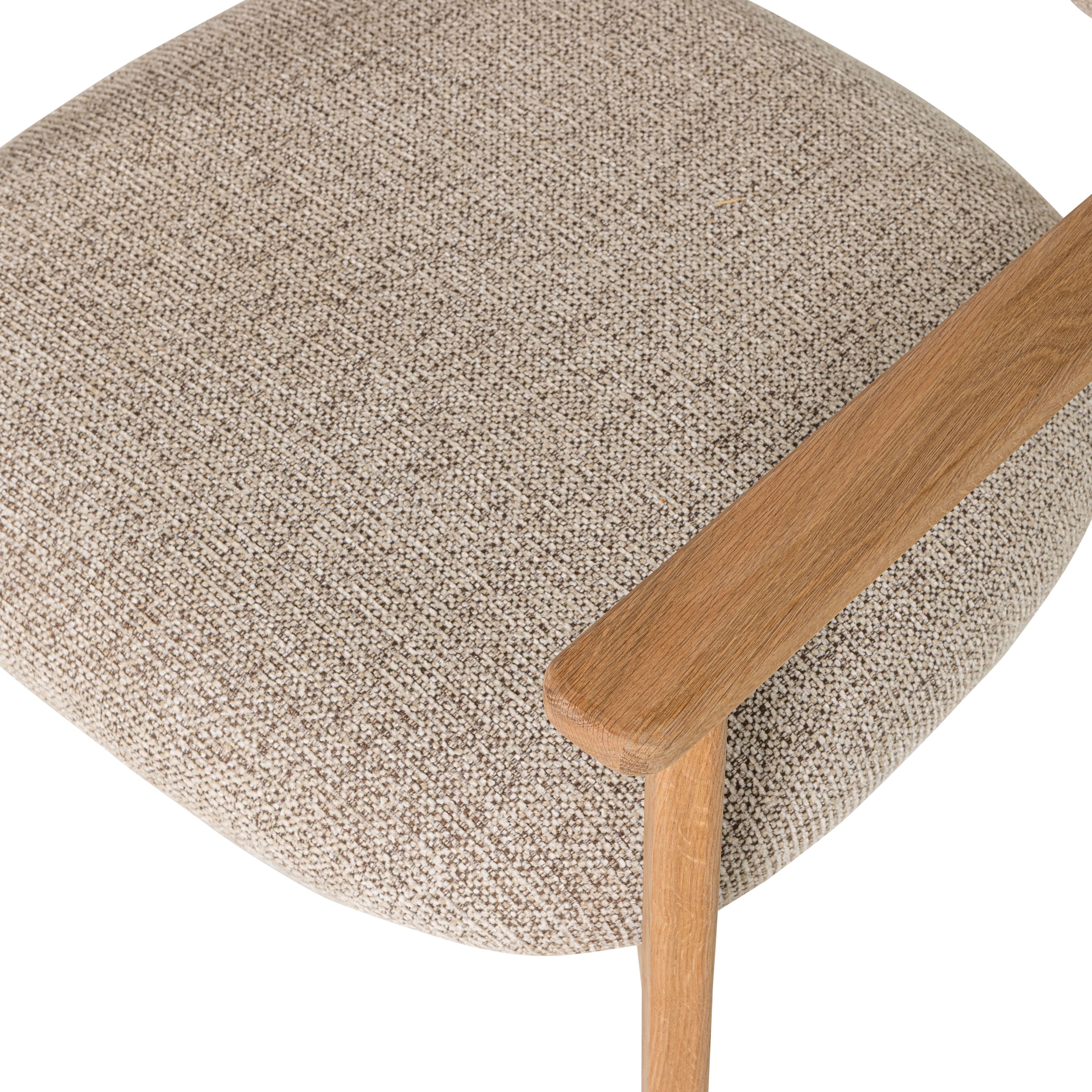 WOOOD Fauteuil lounge »Udar mit Eichenholzgestell und More-Melange-Bezug, B68 x T75 x H76 cm« très haute résistance à l'usure, accoudoirs intégrés, capacité de charge 120 kg