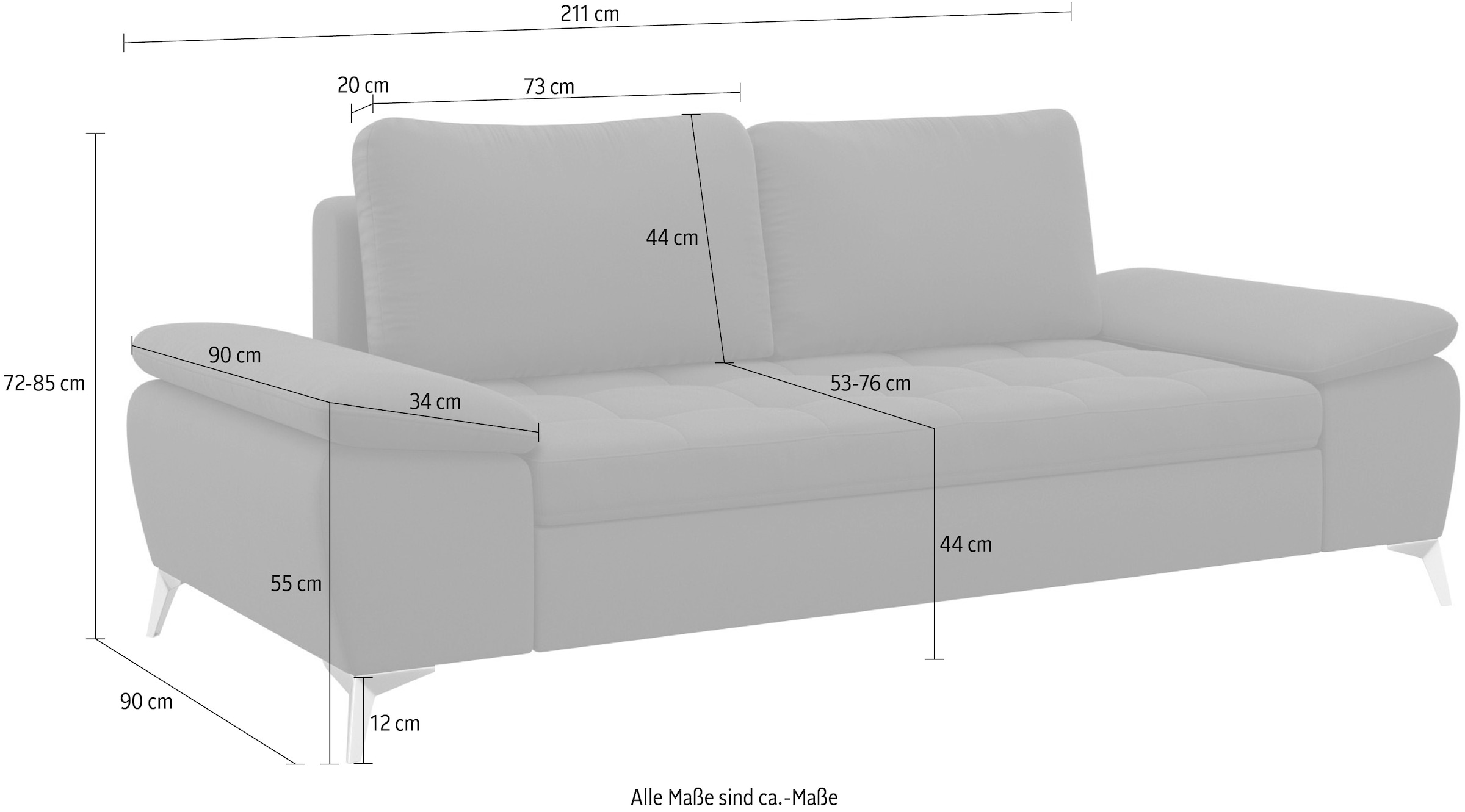 sit&more 2,5-Sitzer »Latigo« mit hochwertigen Metallfüssen